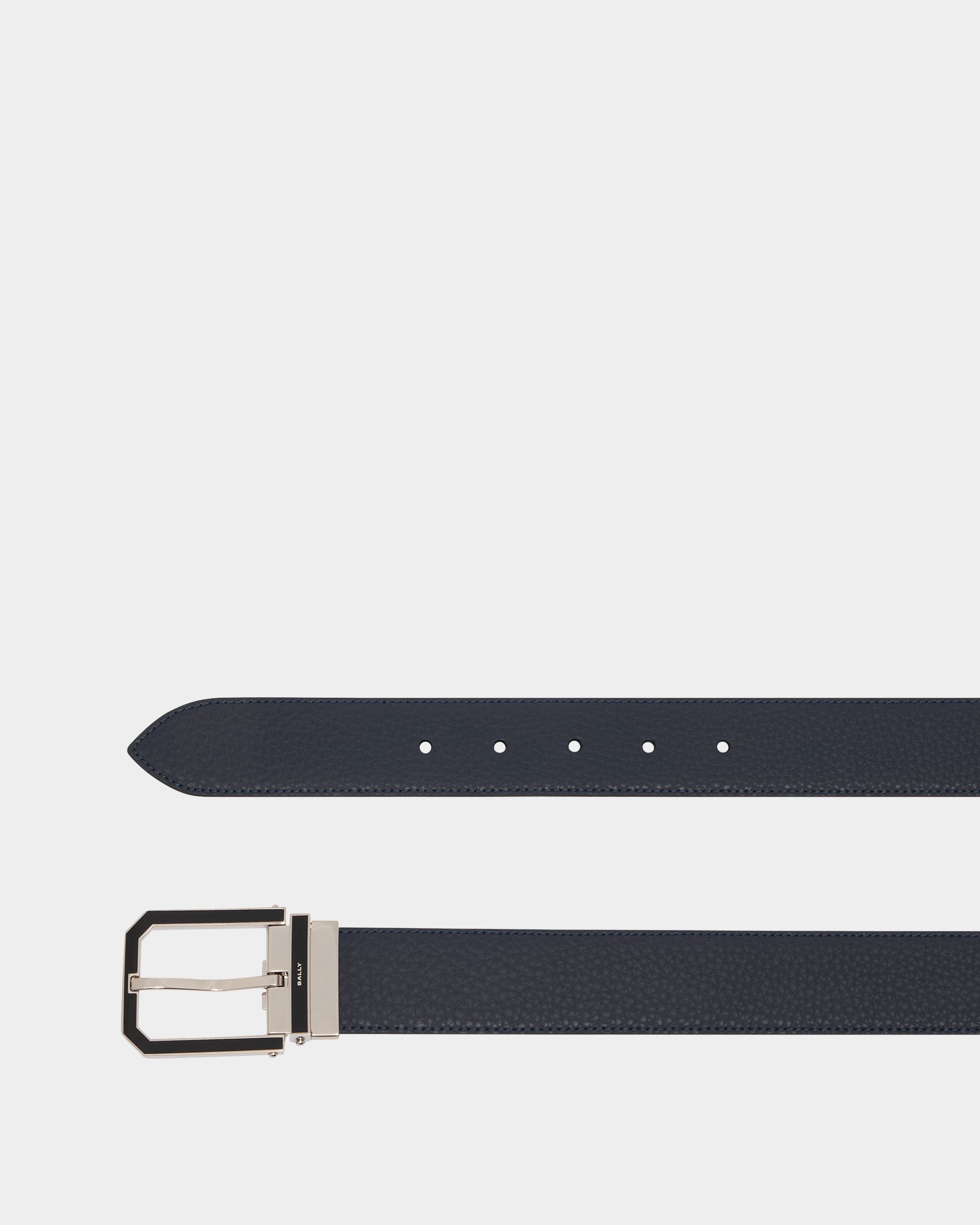 Verstellbarer 35 mm Breiter Beryl Wendegürtel Aus Leder In Navy Blue Und Schwarz