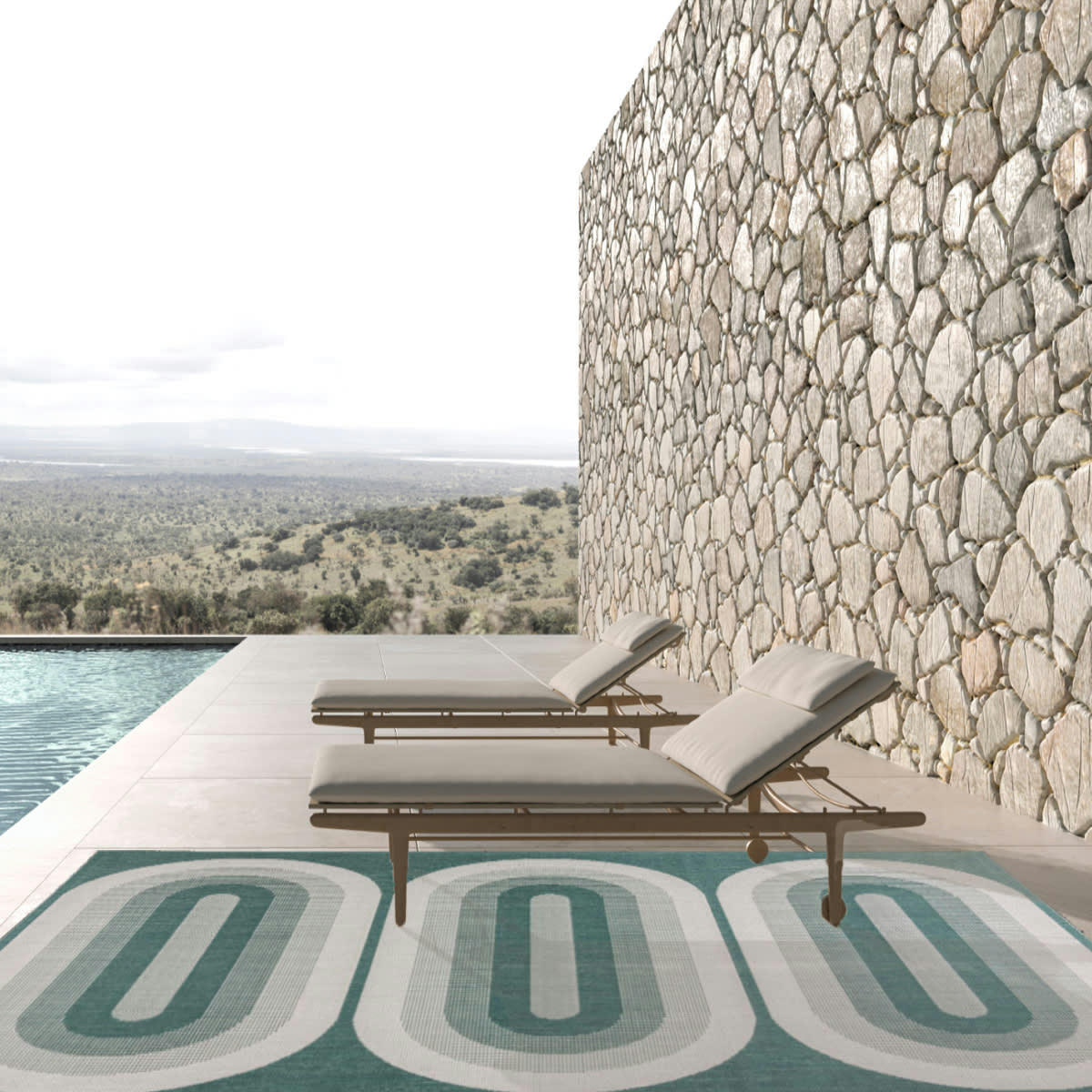 ELLIPSE - Tapis intérieur extérieur graphique vert 160x230, OEKO-TEX®