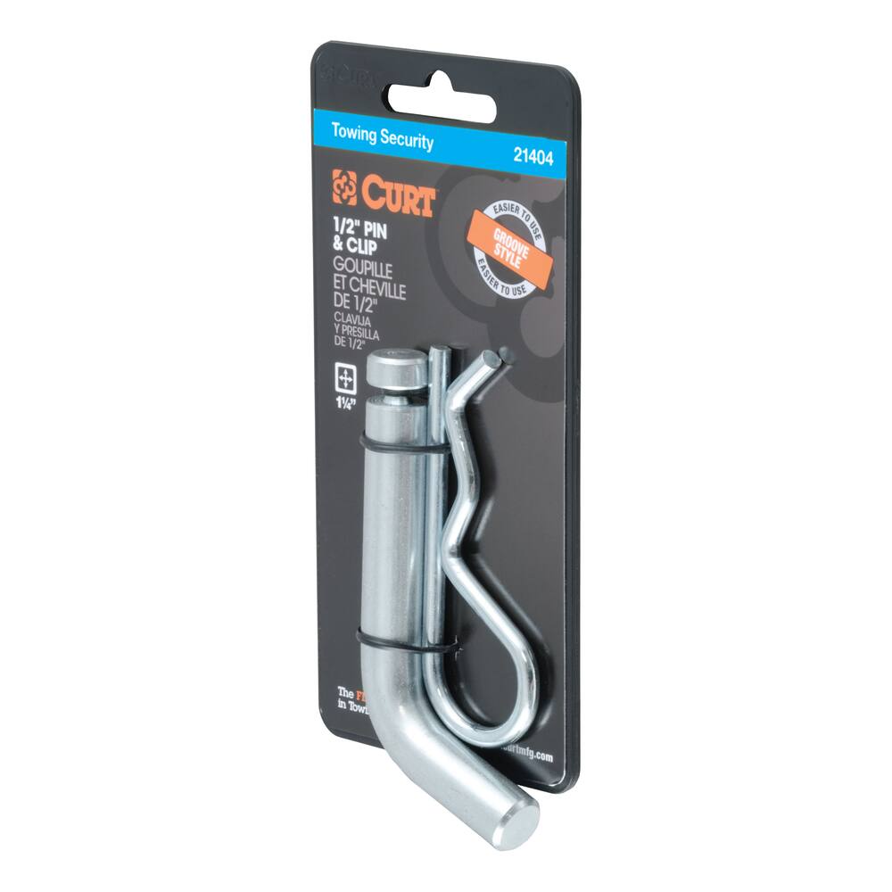CURT 1/2-in Hitch Pin with Groove (1-1/4-in Receiver, Zinc, Packaged)