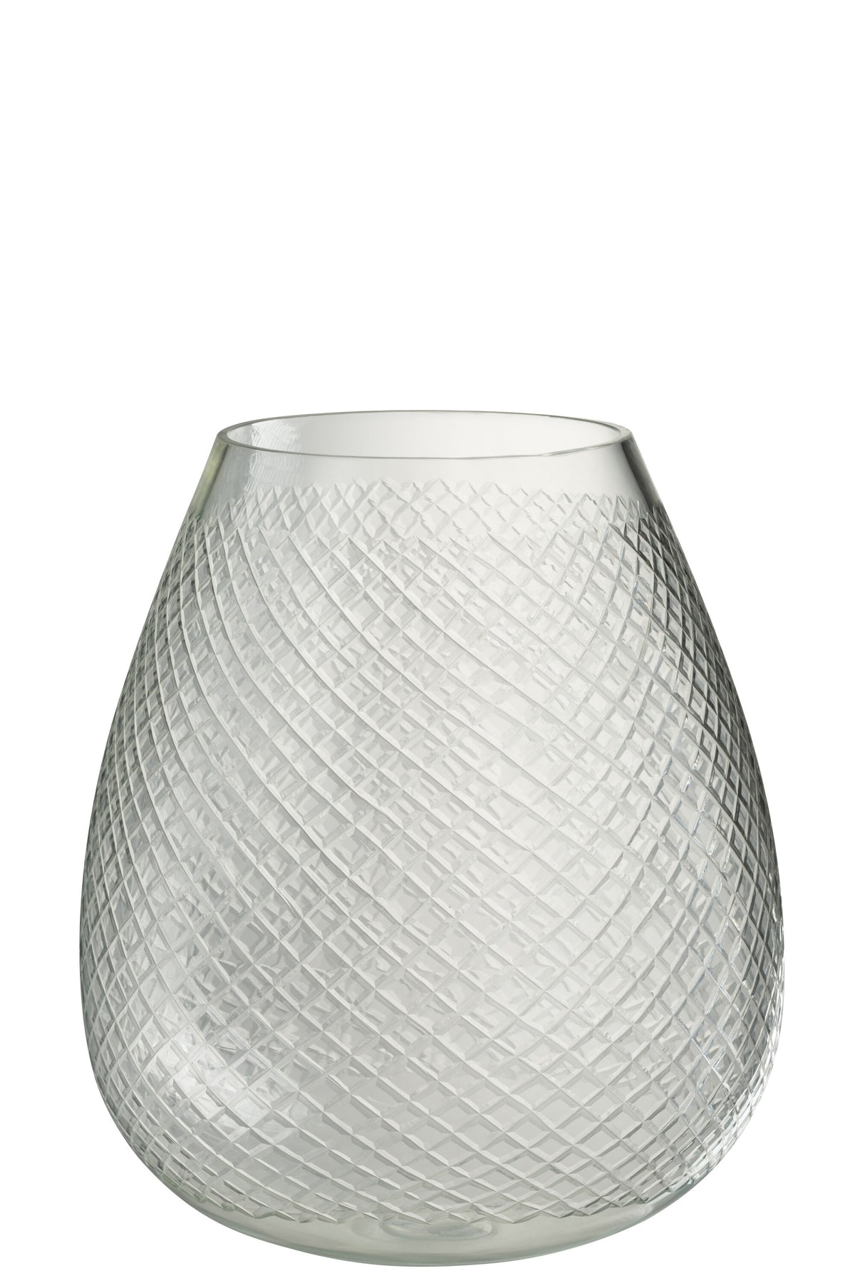J-Line vaas Geruit - glas - transparant - large - Ø 25.5 cm