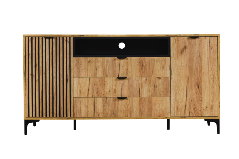 Komoda do sypialni2D3S Dąb Craft Złoty/Czarny 170 cm modny design