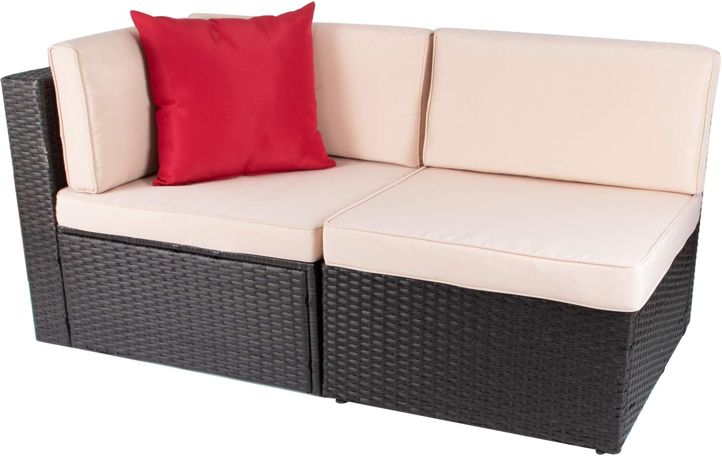 Devoko Patio Furniture Sofa Sets Outdoor All-Weather Sectional Corner Sofa and Armless Small Couch (Beige, 2 PCS Patio Sofa Set)