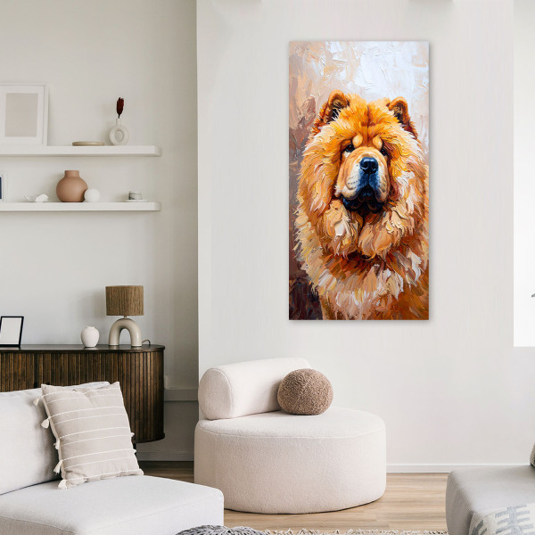 Feeby Obraz nowoczesny do salonu biura, Chow chow Pies Zwierzę Natura 40x80