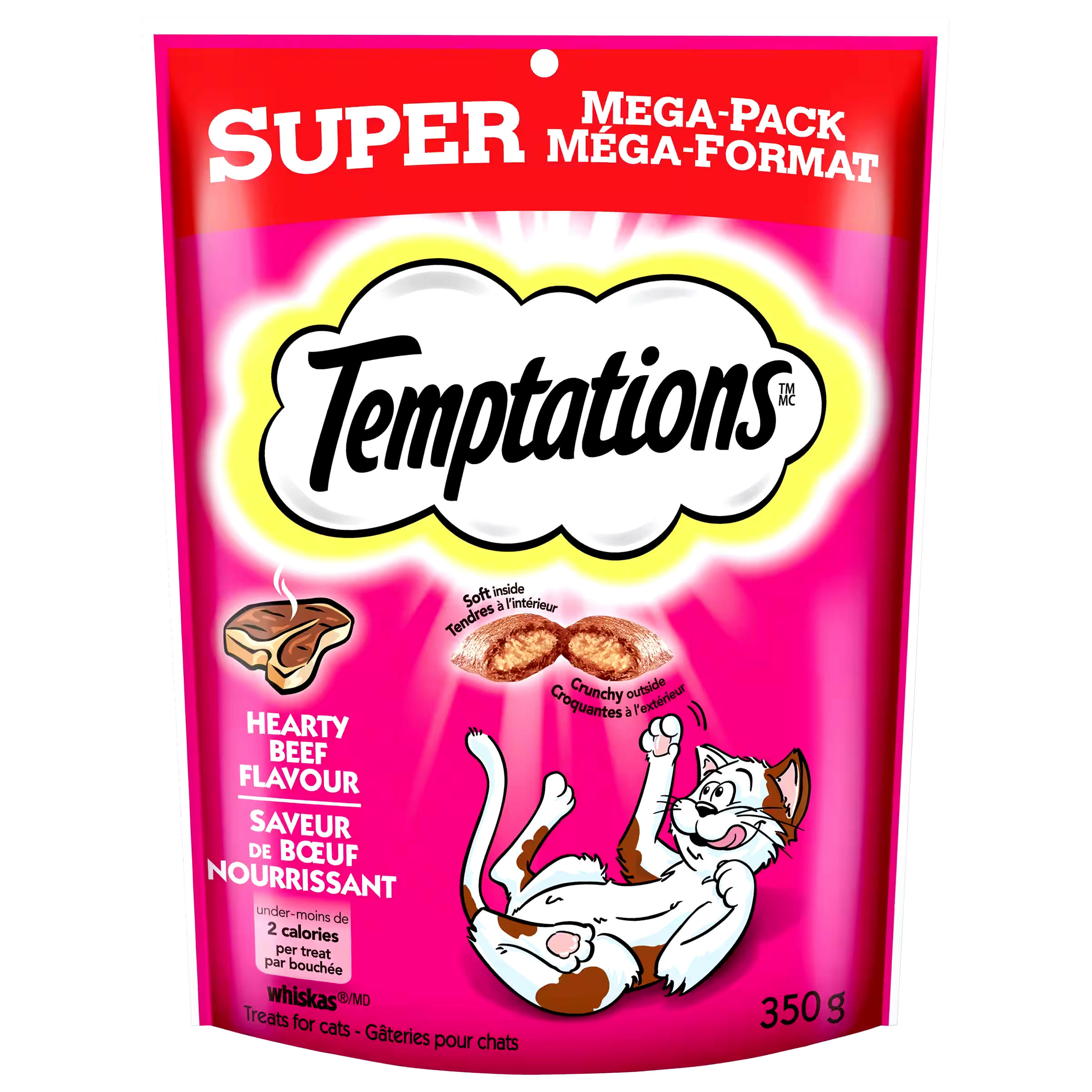 Whiskas TemPtations Hearty Beef Flavour Classic Cat Treats, 350-g