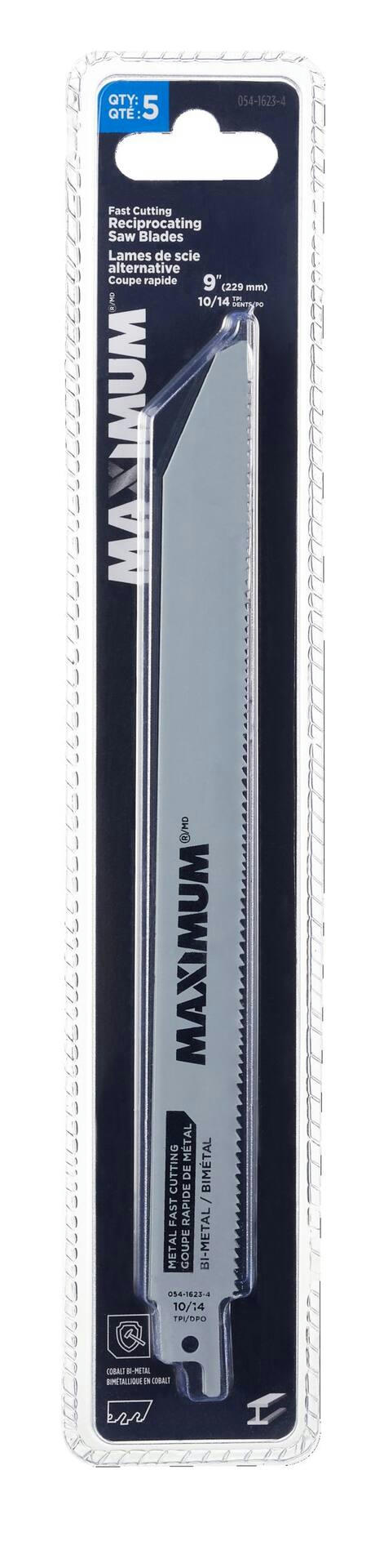 MAXIMUM 6-in 10/14T Bi-Metal Reciprocating Saw Blades with Reusable Case, for Metal, 5-pk