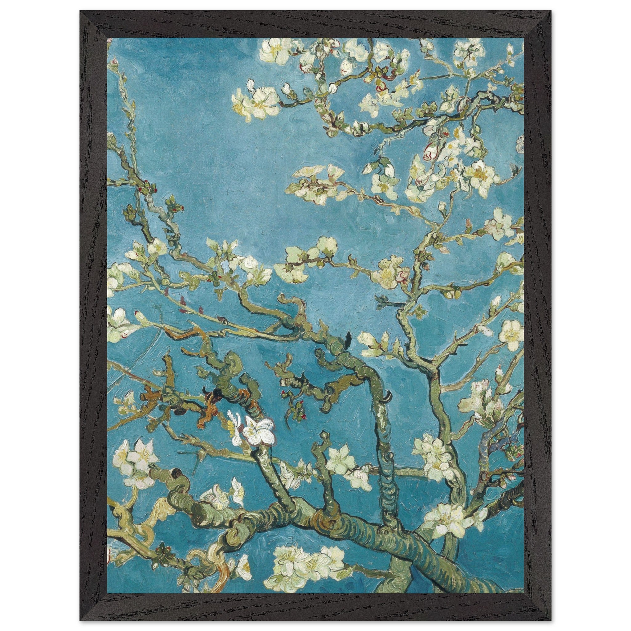 Artfulprints Poster met Lijst Vincent van Gogh - Amandelbloesem  - 30x40 cm - Blauw