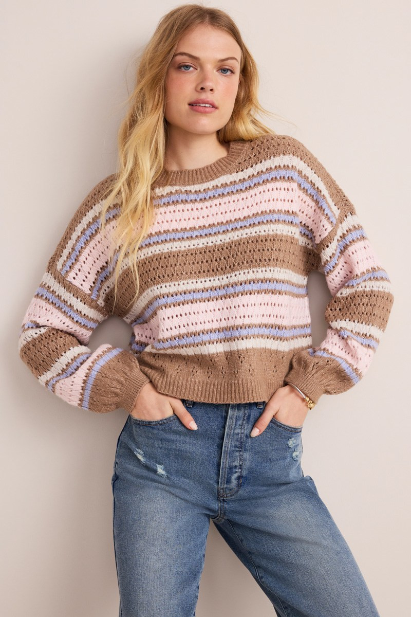 Trisha Long Sleeve Striped Sweater
