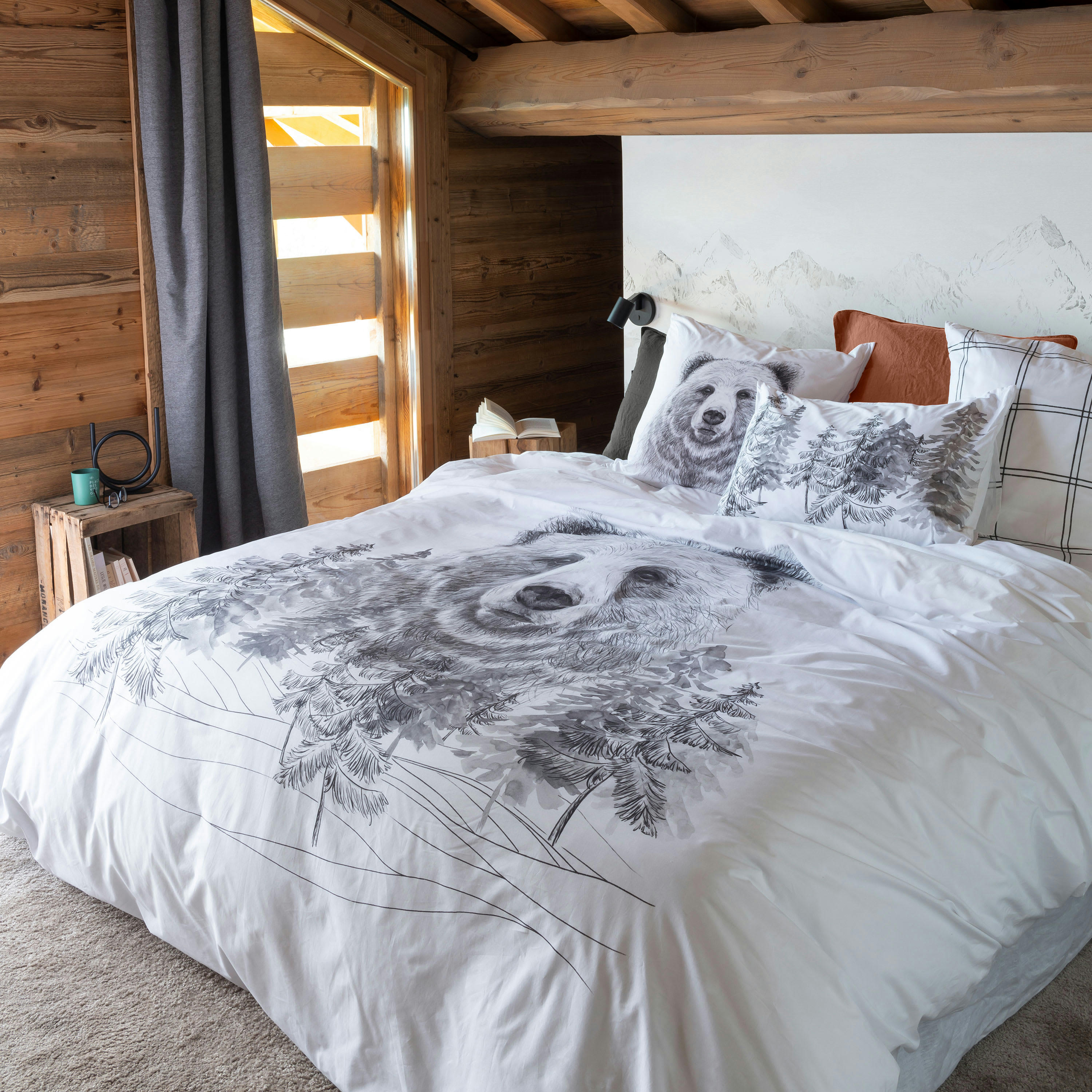 GRIZZLI - Housse de couette réversible percale de coton  noir 200x200