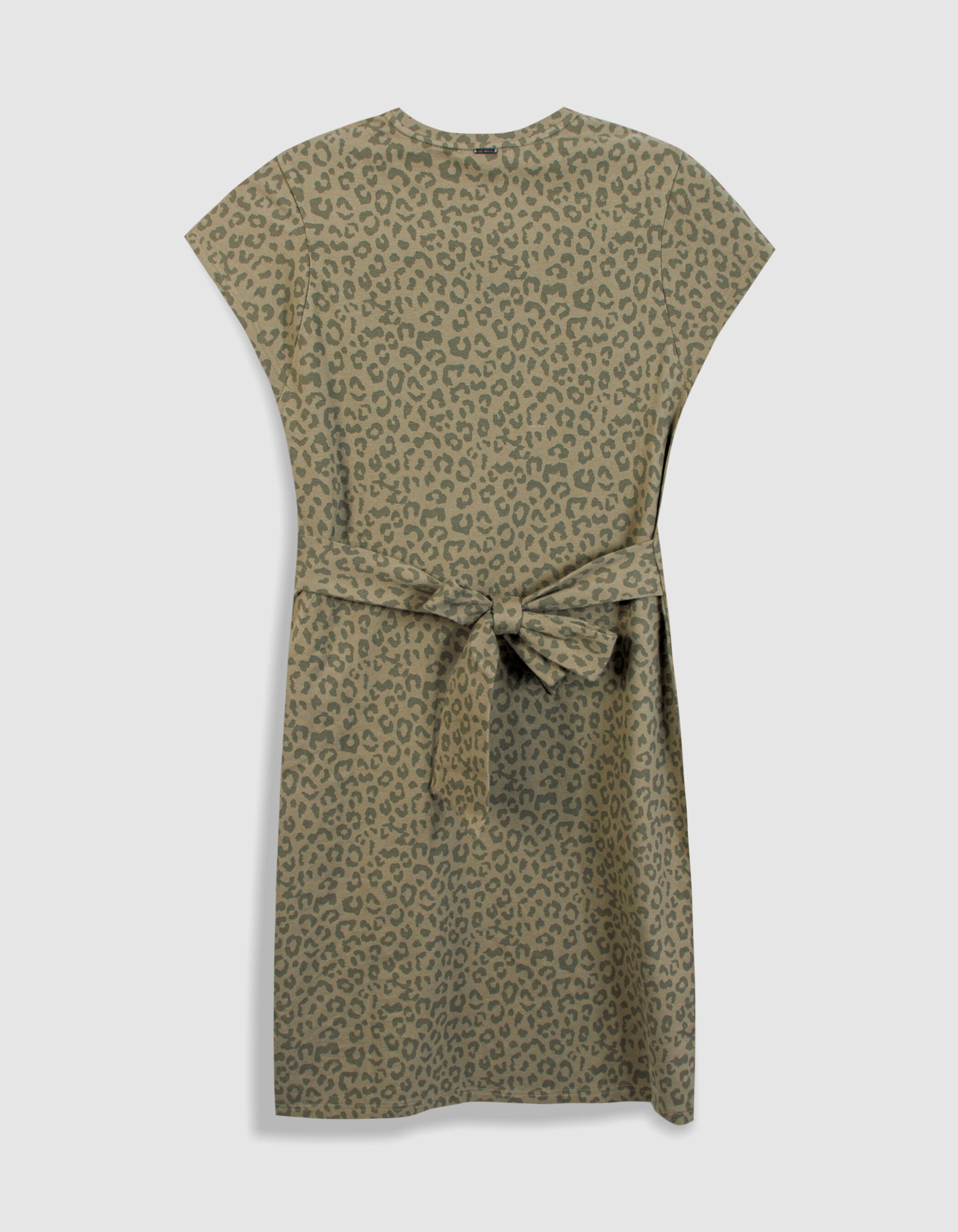 Robe kaki imprimé léopard ceinture à nouer Femme
