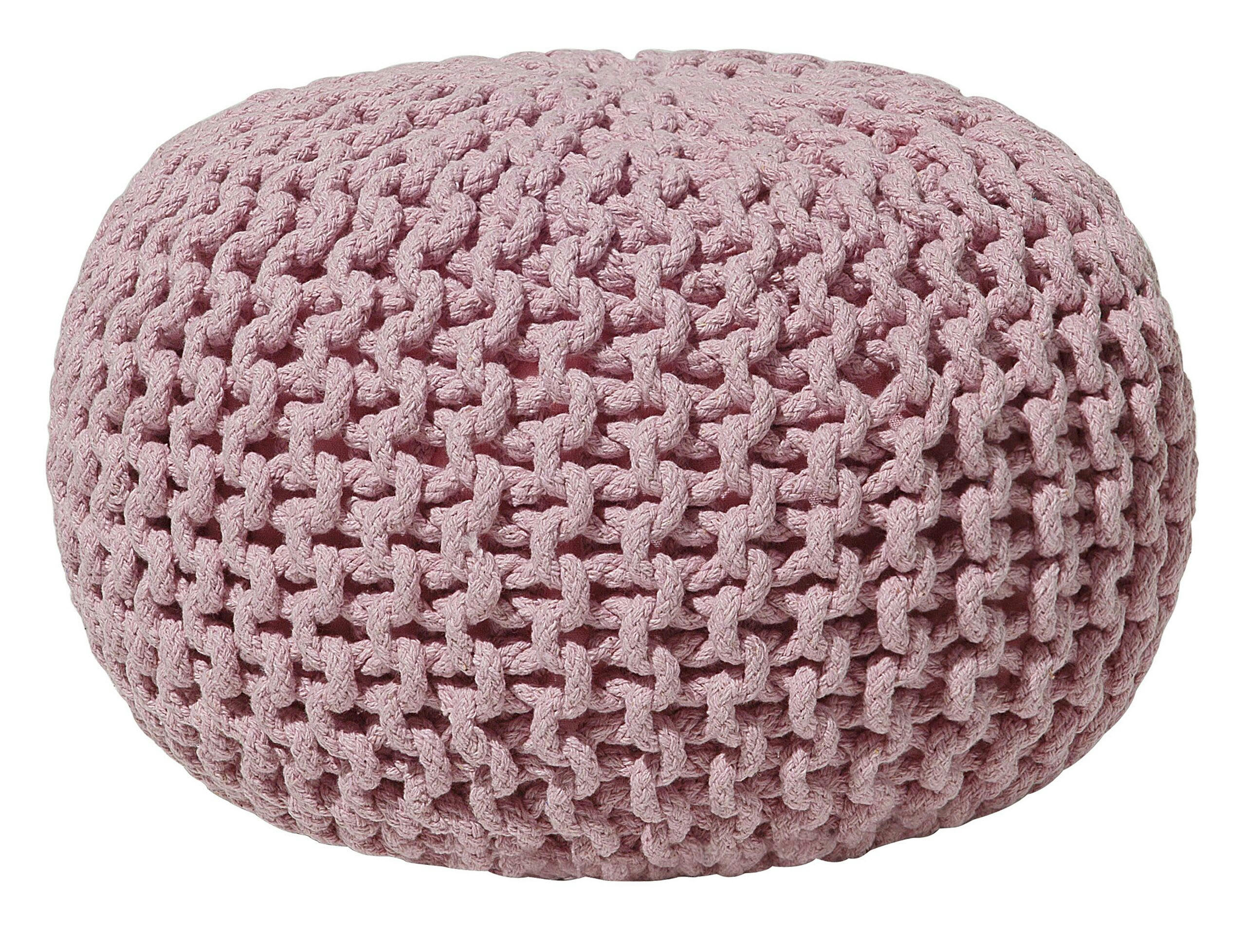 CONRAD - Pouf en coton rose 40 x 25 cm