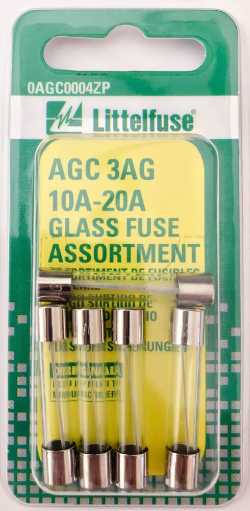 Littelfuse AGC 3AG 10A-20A Glass Fuse Assortment, 5-pk