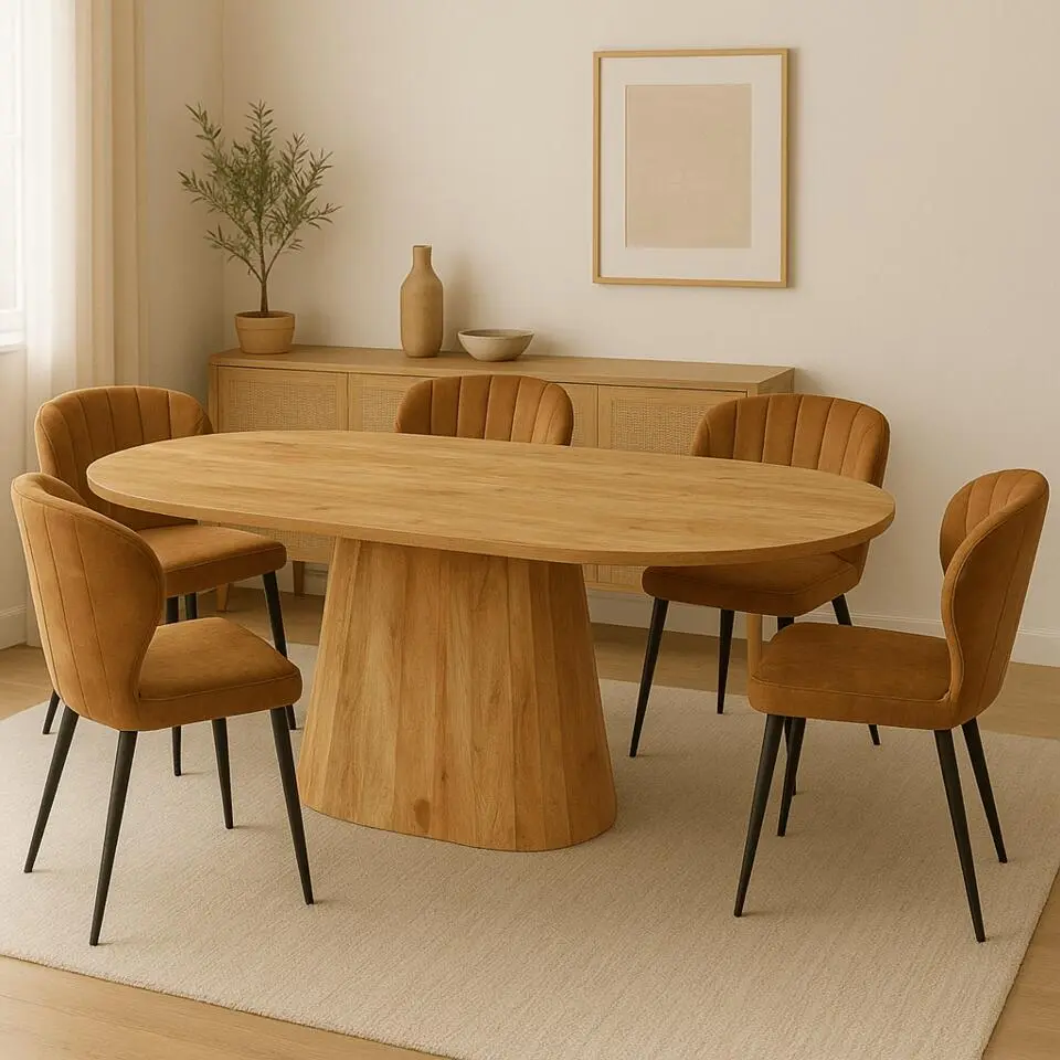 Mangohoutonline - Eettafel Nova Capsule 240x110cm Rechthoekig - Bruin - Mahom