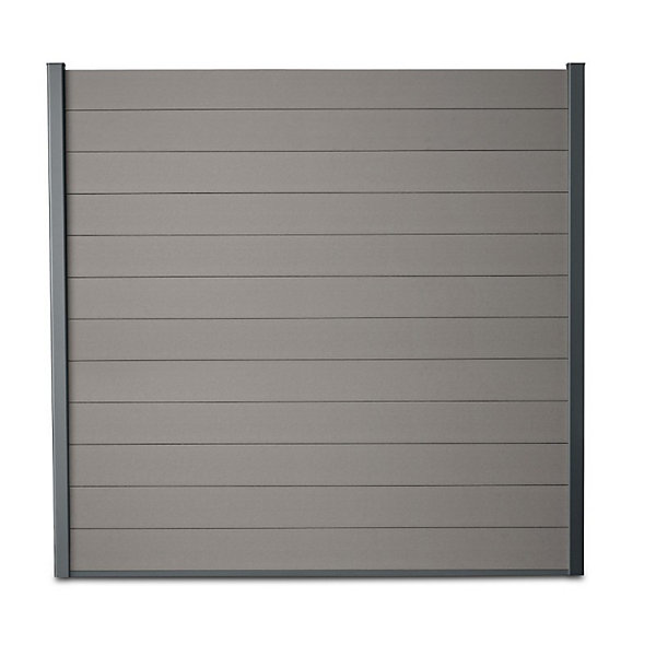 Kit clôture composite et aluminium à sceller H 1m80 L 3m60 gris quartz avec renforts acier - Palissade - Brise vue