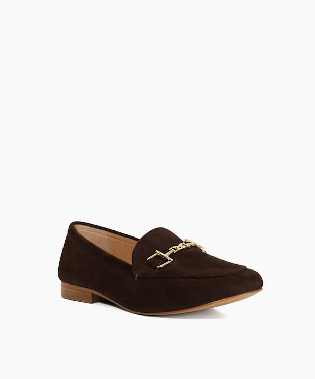Glair Brown - Wide Fit Almond Toe Buckle Detail Loafers