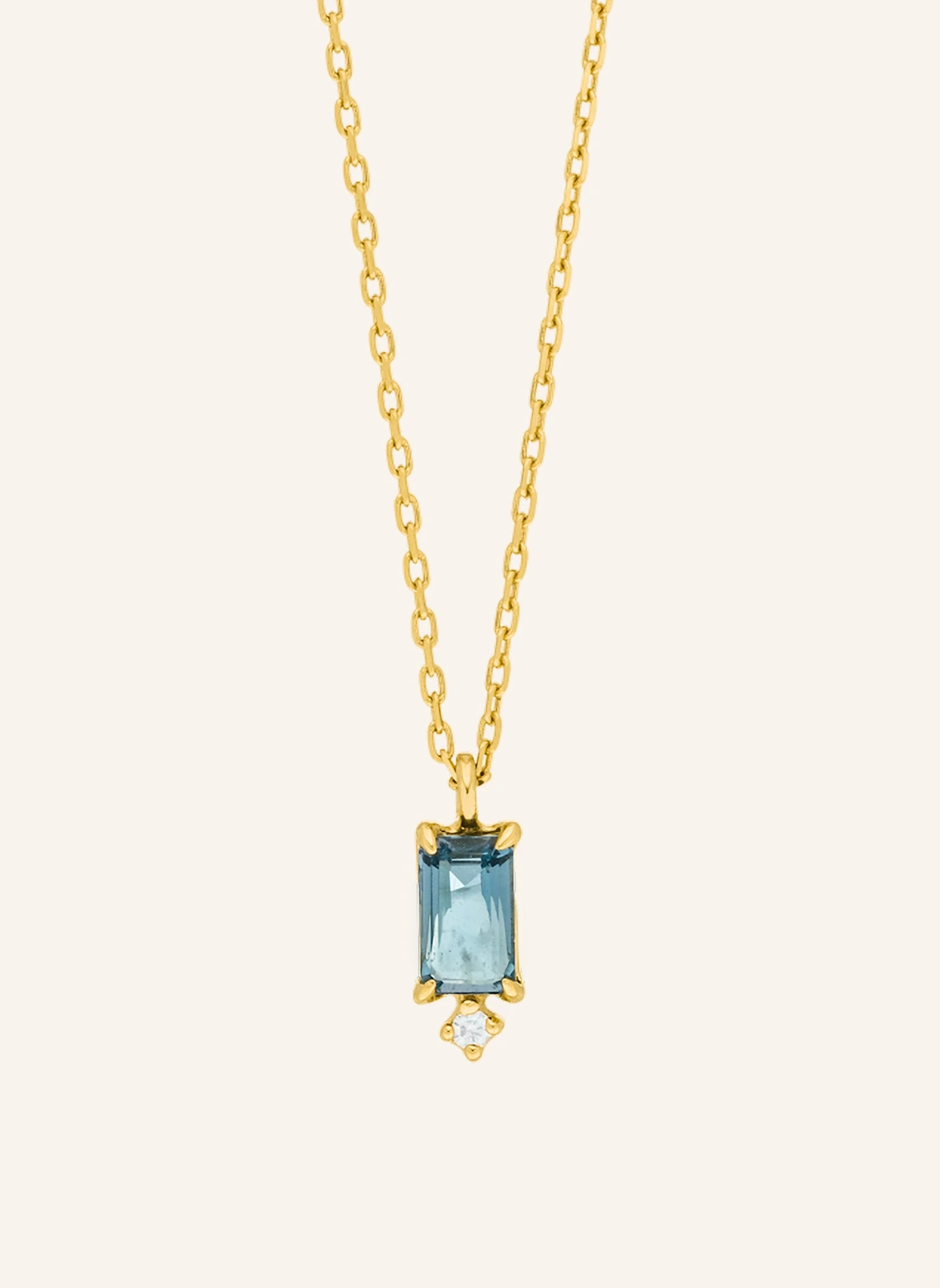 Leaf Halskette LONDON BLUE TOPAZ aus 14 Karat Gelbgold