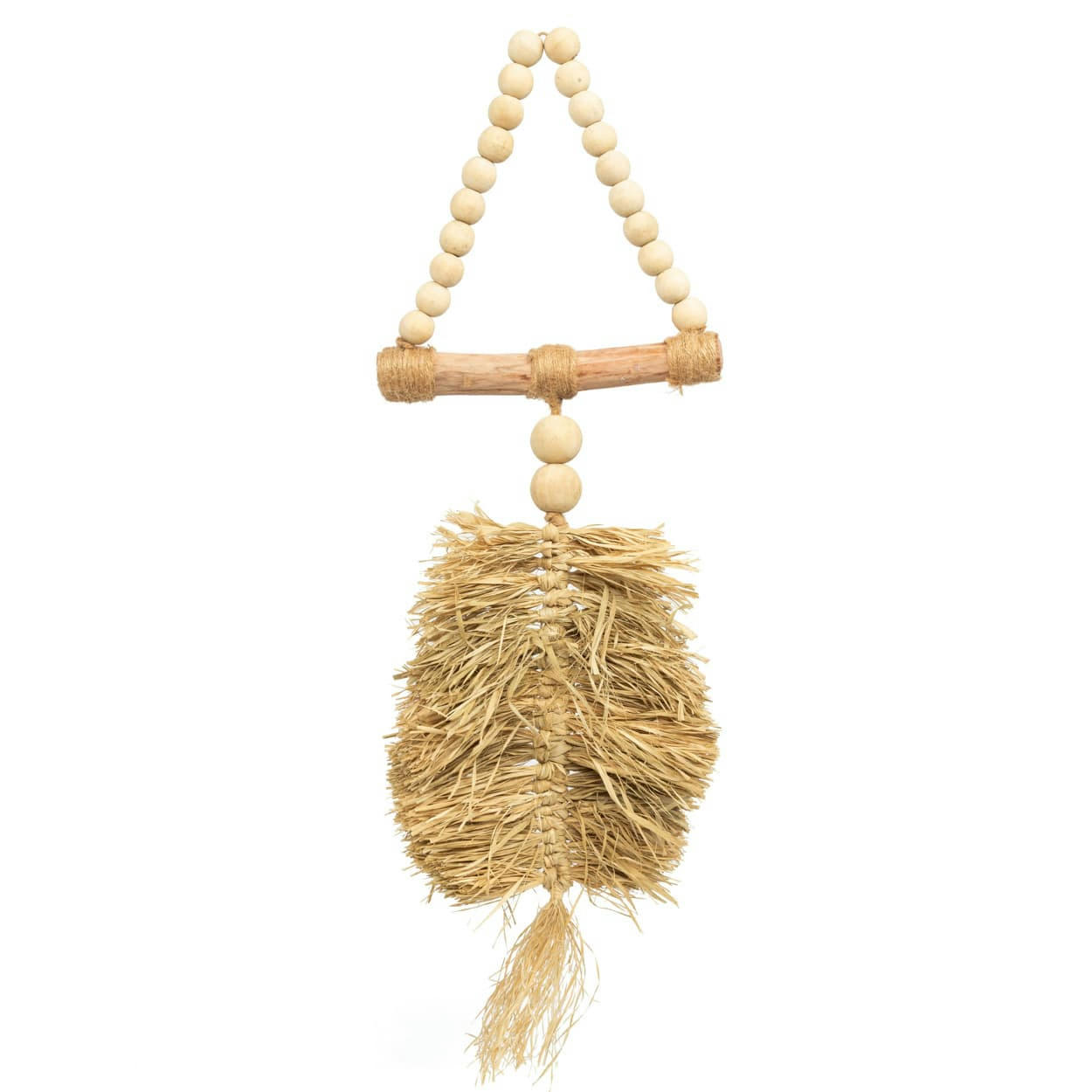 RAFFIA TRIANGLE - Décoration suspendue en bois naturel
