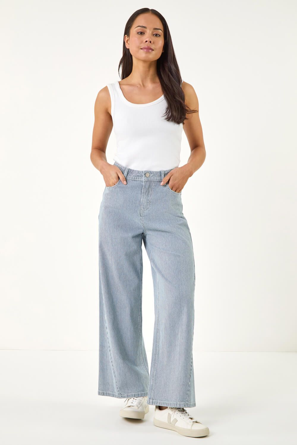 Roman Petite Stripe Cropped Jeans