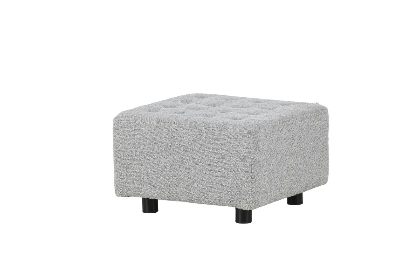 BOTTO - Pouf moderne en tissu bouclé gris