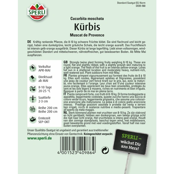 Kürbis »Muscat de Provence«, hervorragender Geschmack, lange lagerfähig