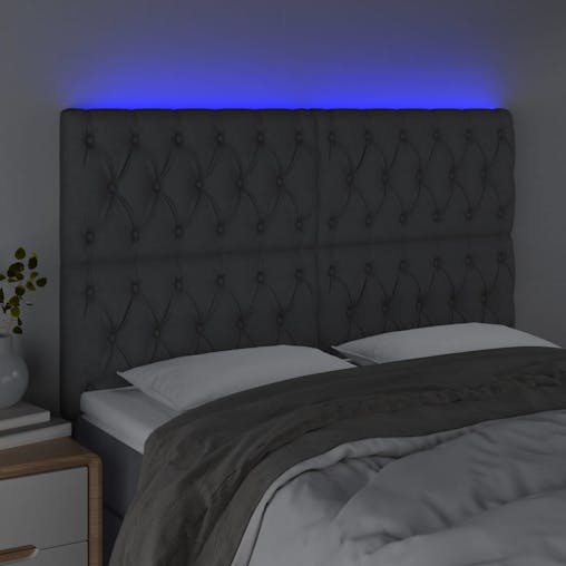 NNEVL LED Headboard Dark Grey 160x7x118/128 cm Fabric