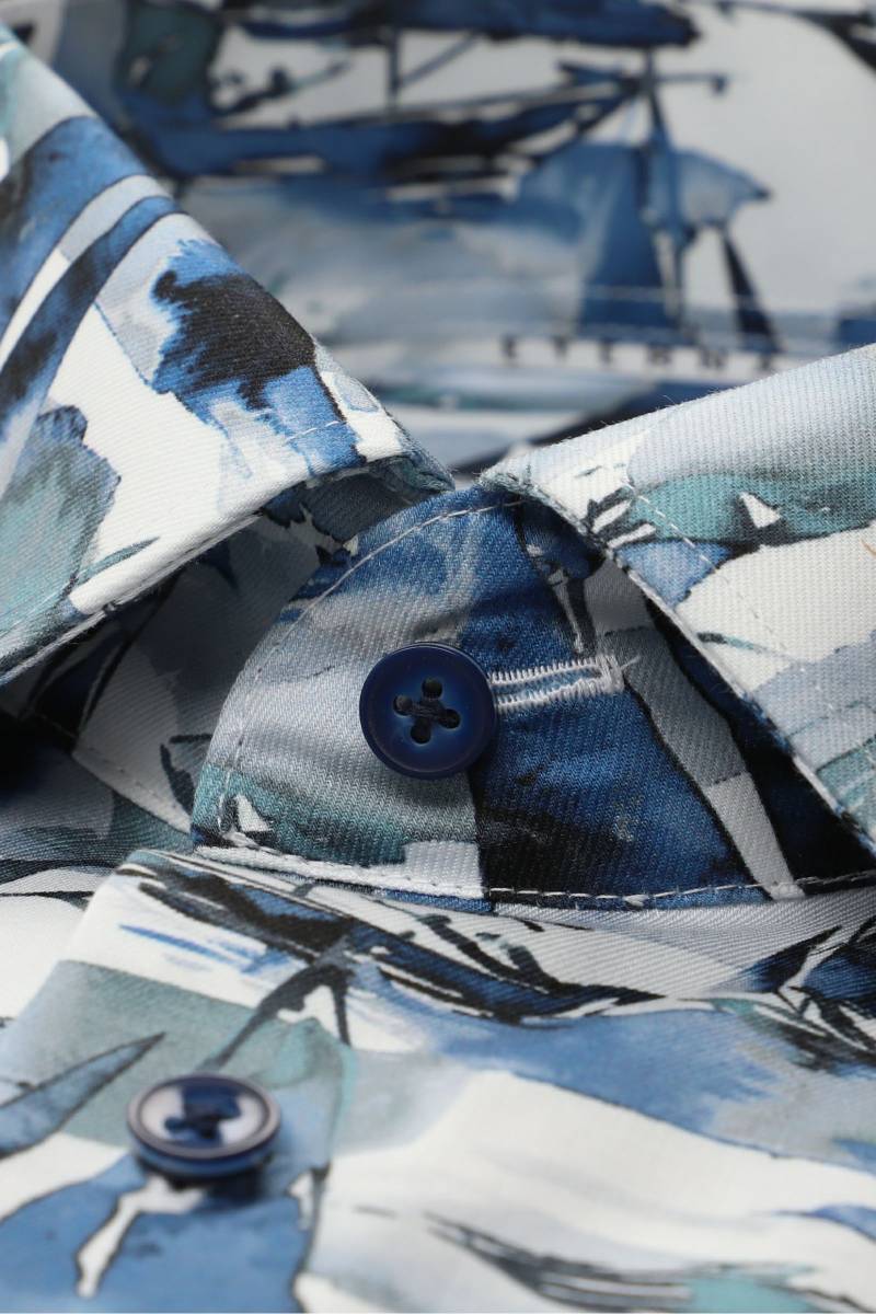 ETERNA Comfort Fit Hemd blau, Bedruckt