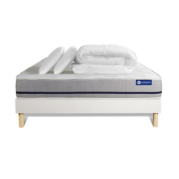 Pack sommier kit matelasLatex et mémoire de forme avec couette et oreillers