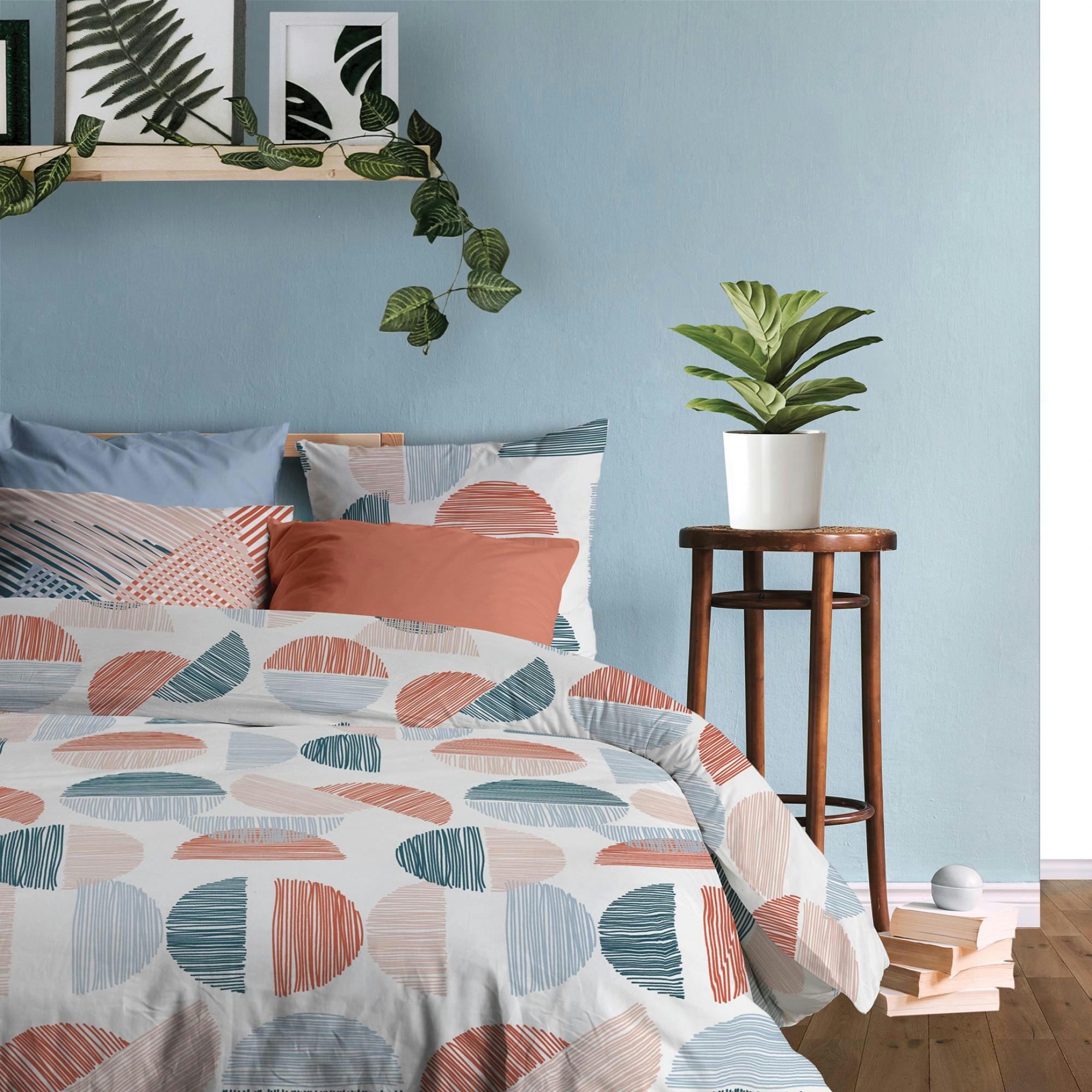 HALLEY - Parure de lit 2 personnes  avec housse de couette et taies d'oreiller