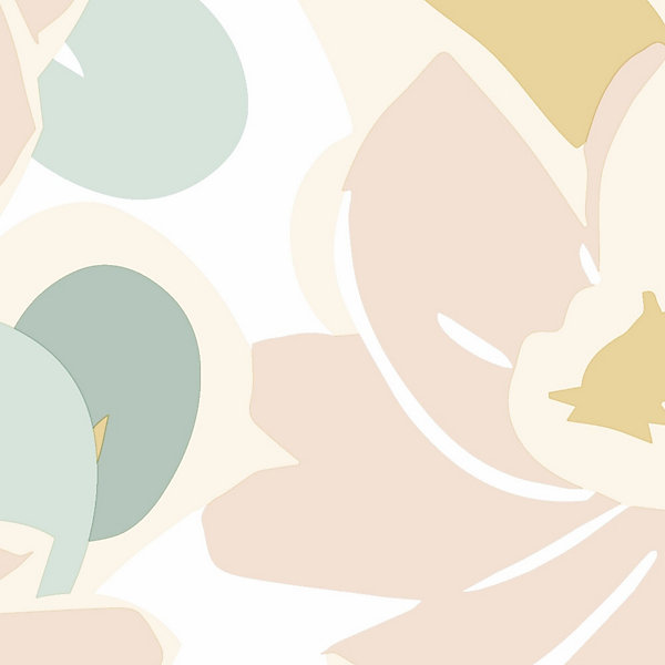 Papier peint vinyle intissé fleuri Tropimasse fleurs beige, rose, jaune L.1005 x l.53cm Lutèce