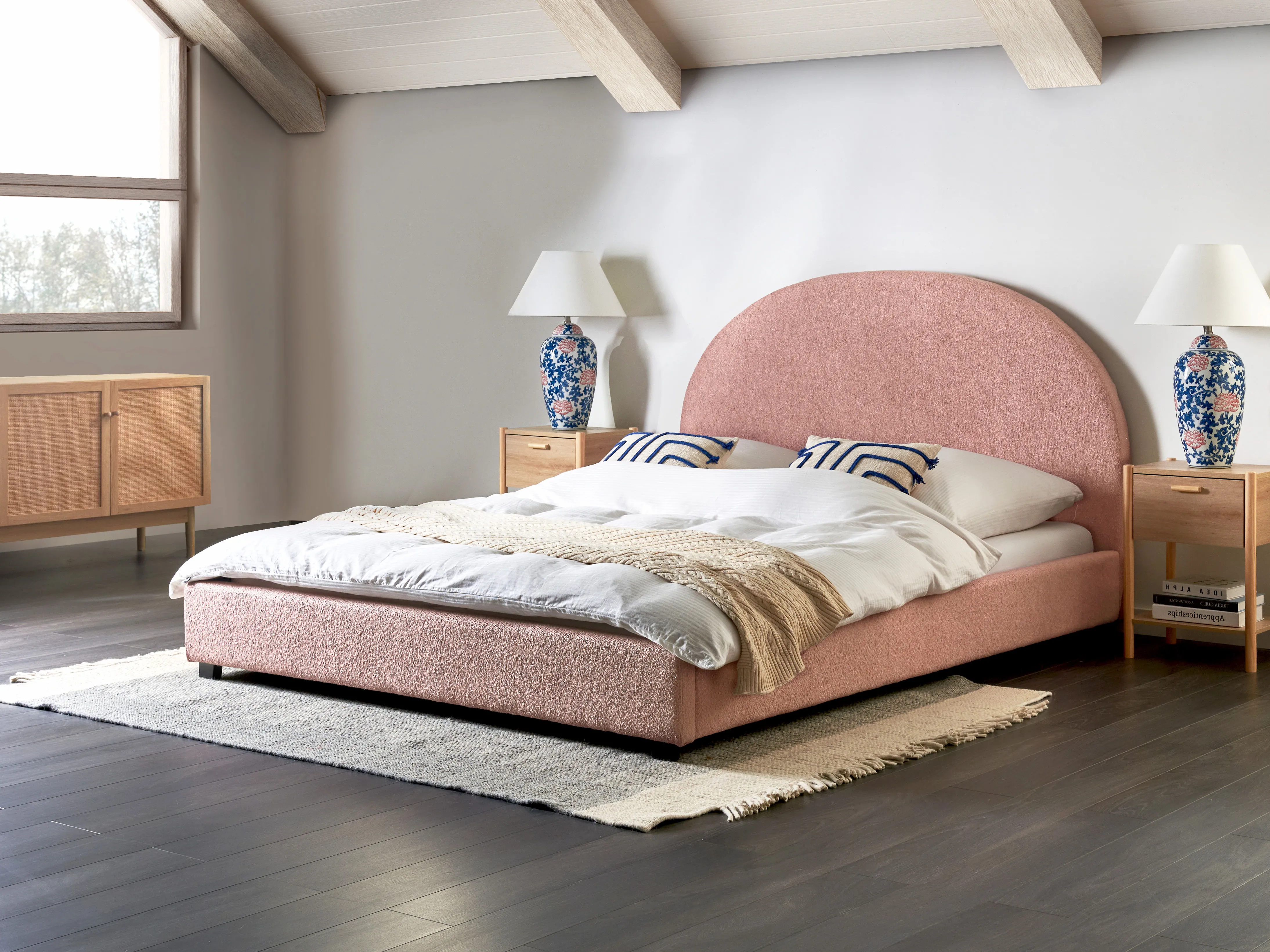 Waterbed Boucle VAUCLUSE 160 x 200 cm (EU King Size) Pastel Pink