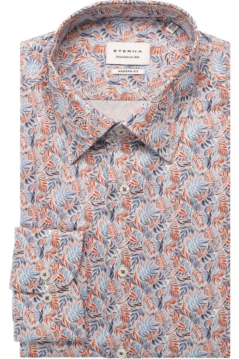 ETERNA Modern Fit Hemd blau/orange, Bedruckt