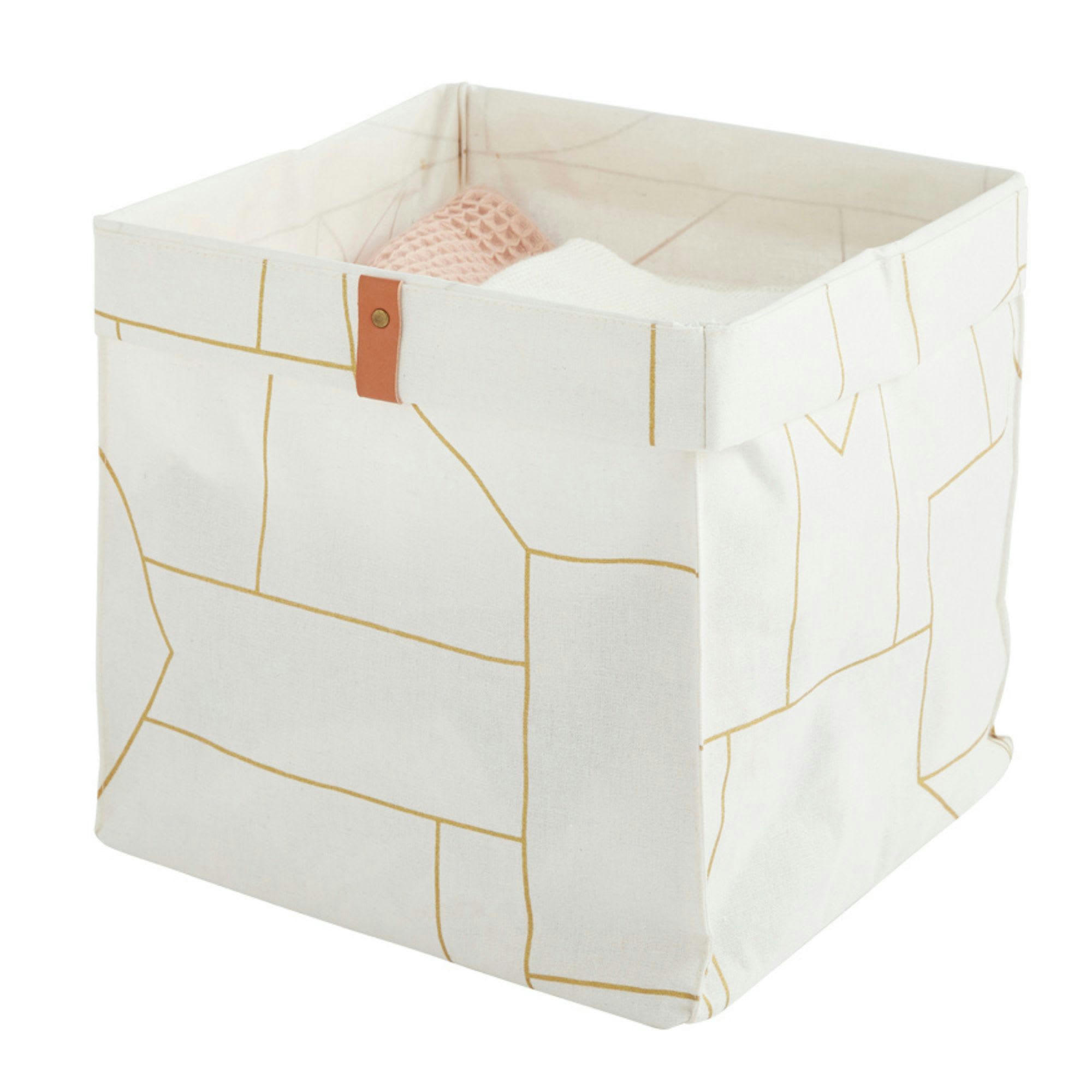 CLASSIC CHIC - Panier de rangement pliable en polycoton blanc 31x31x31cm