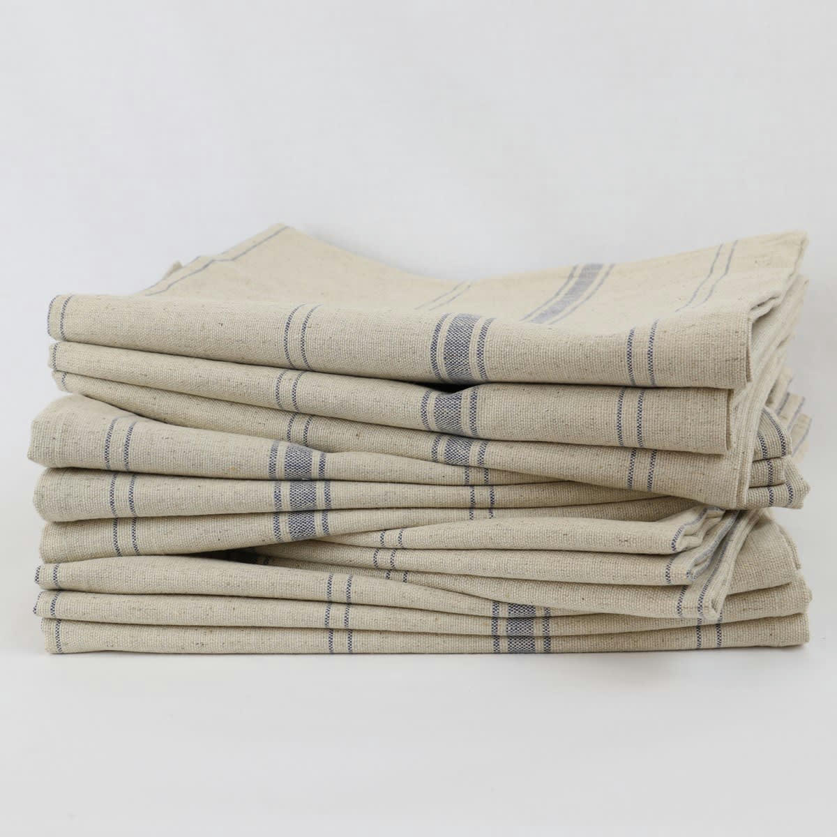 BRASSERIE - Lot de 12 Torchons en Lin Bleu