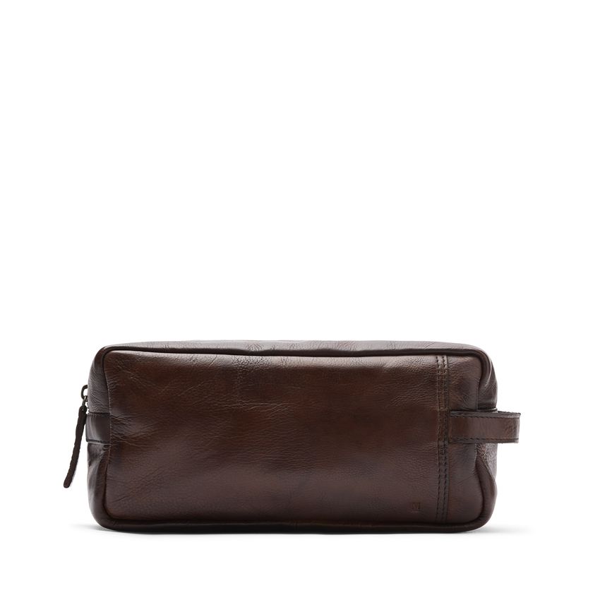 Manfield Bruine leren toilettas