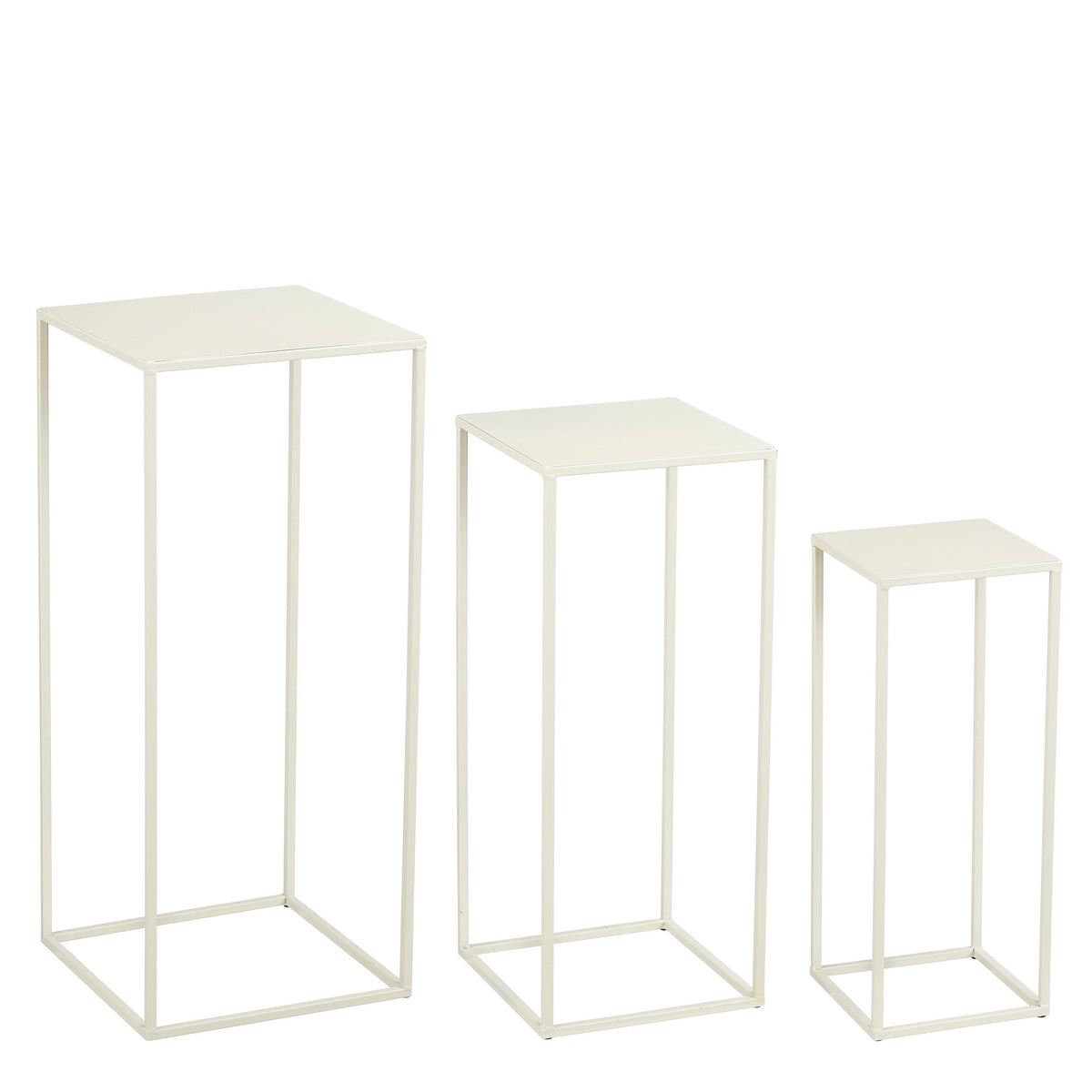 Mica Decorations Quinty Bijzettafel - Set van 3 - L30 x B30 x H70 cm - Metaal - Off-white