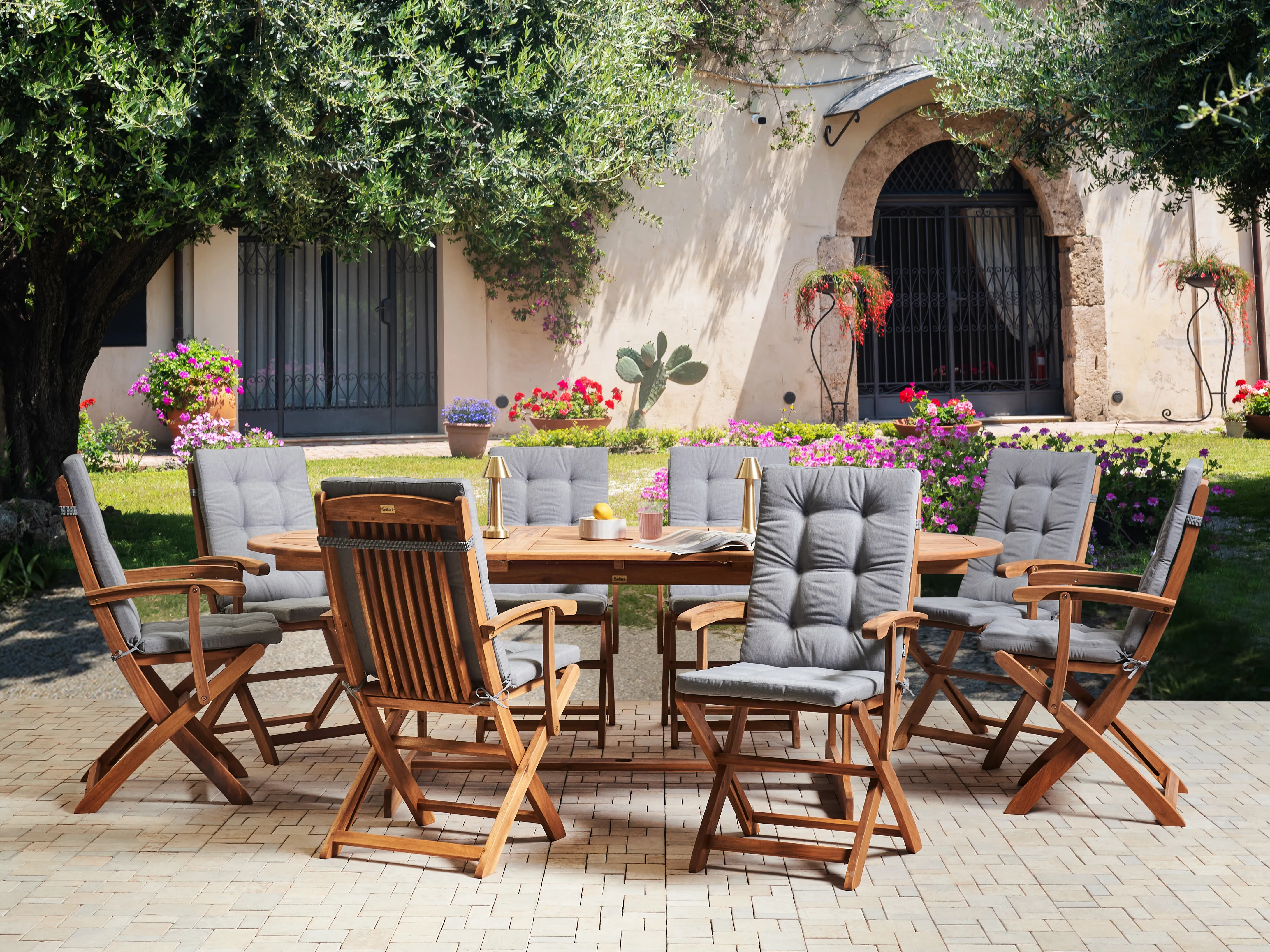 Garden Dining Set 8 Seater MAUI PREMIUM Acacia Wood Grey Melange