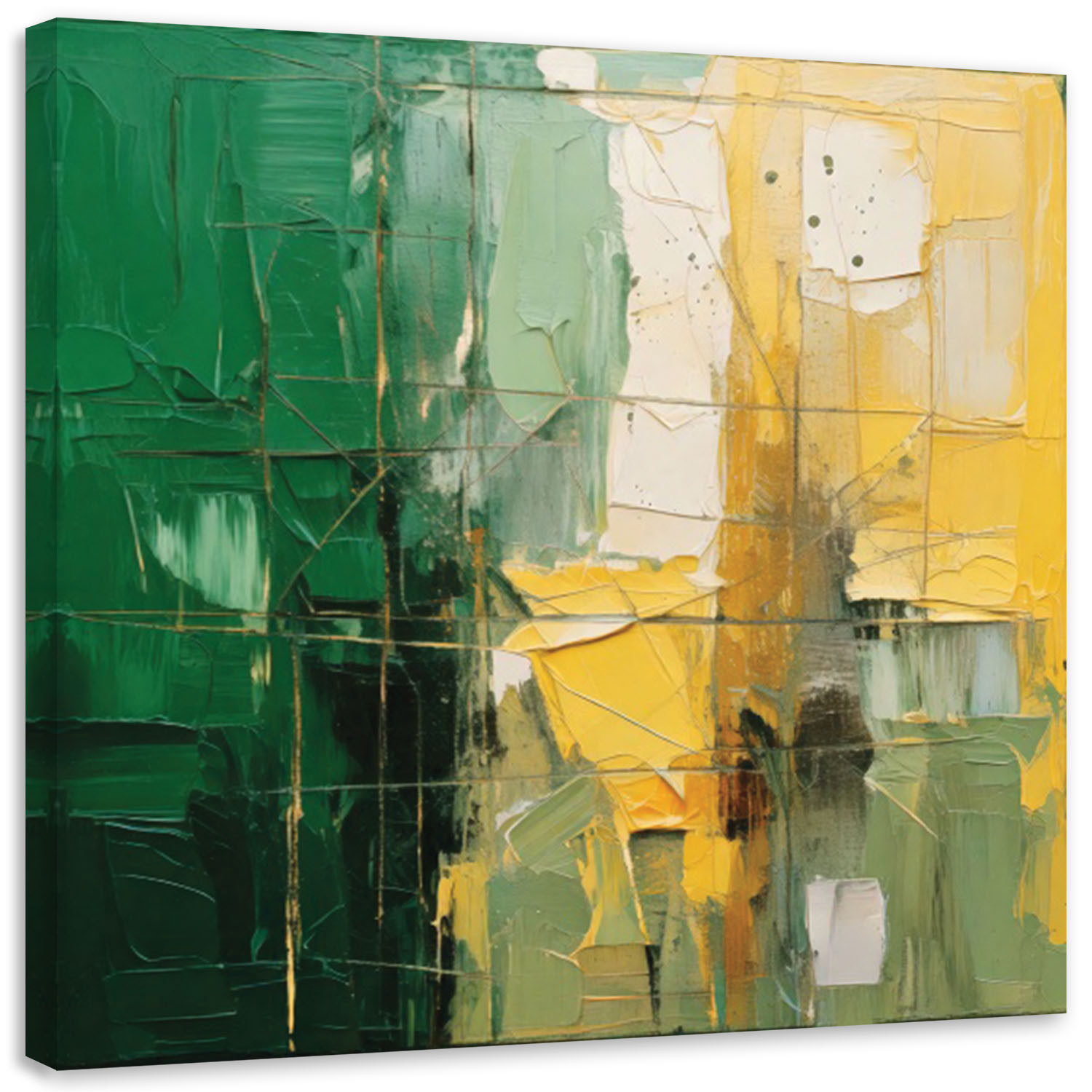 Feeby Obraz, Abstrakcja Geometryczna Zielony Żółty 30x30