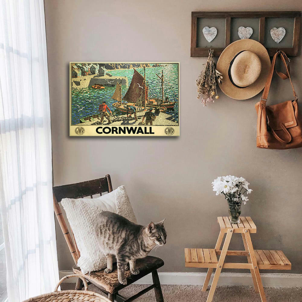 - Tableau affiche publicitaire vintage Cornwall 50x70cm