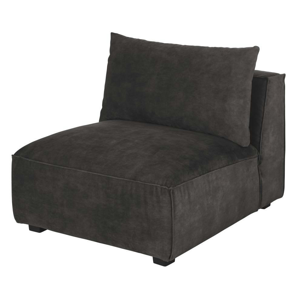 Barack - Chauffeuse pour canapé modulable en velours marbré gris foncé