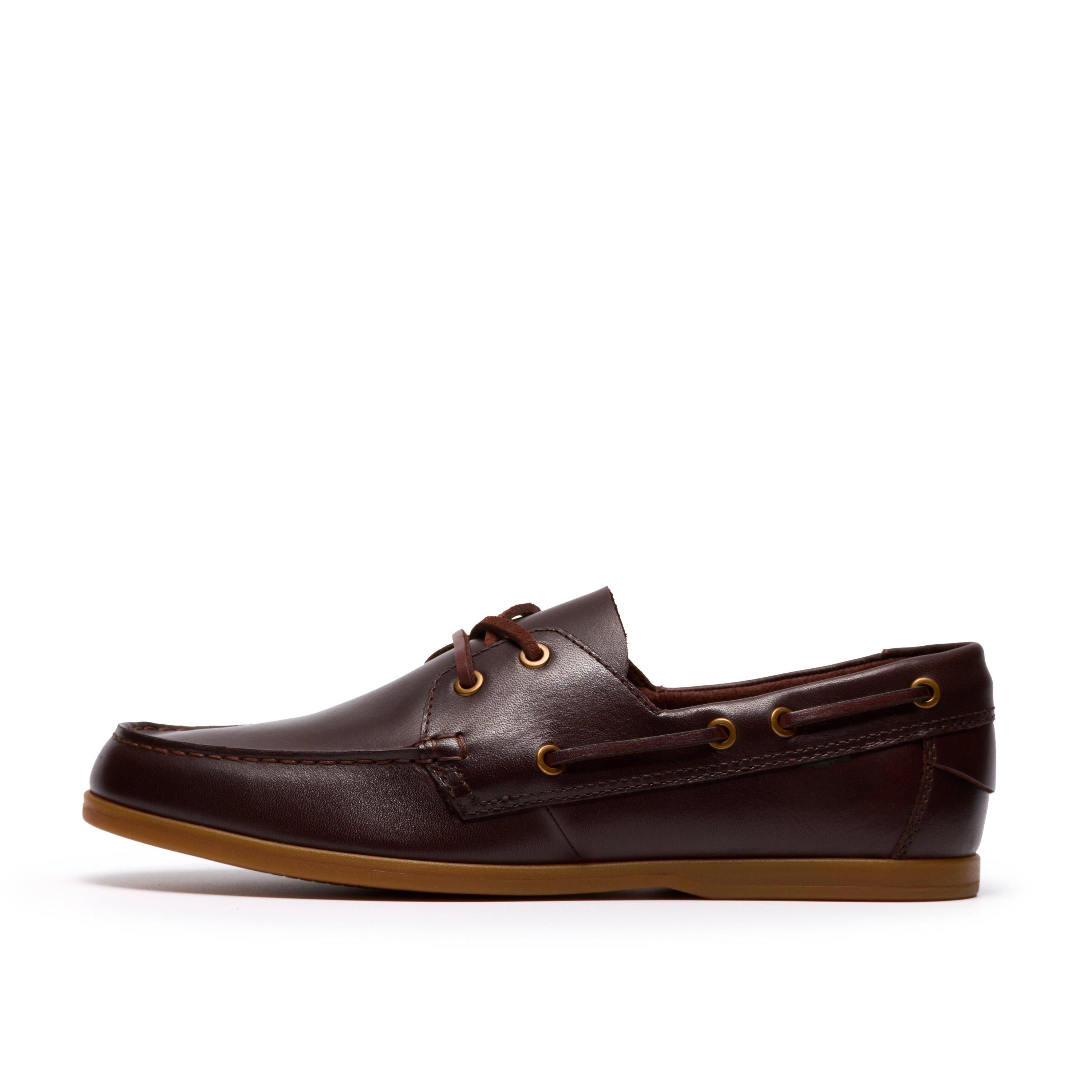 Clarks Charmouth Lace Brown Leather Boat Shoes,Lace Up