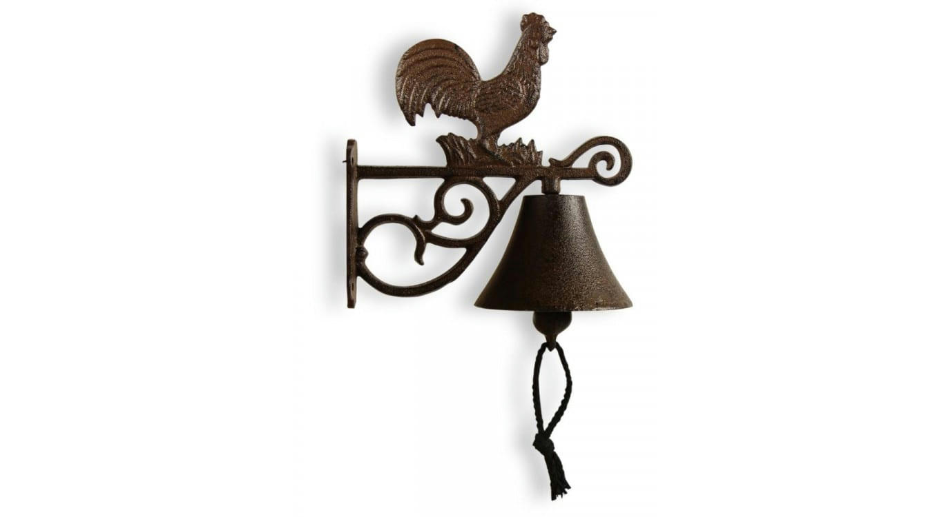 - Cloche Coq Fonte Marron 18.5x10.5x22cm