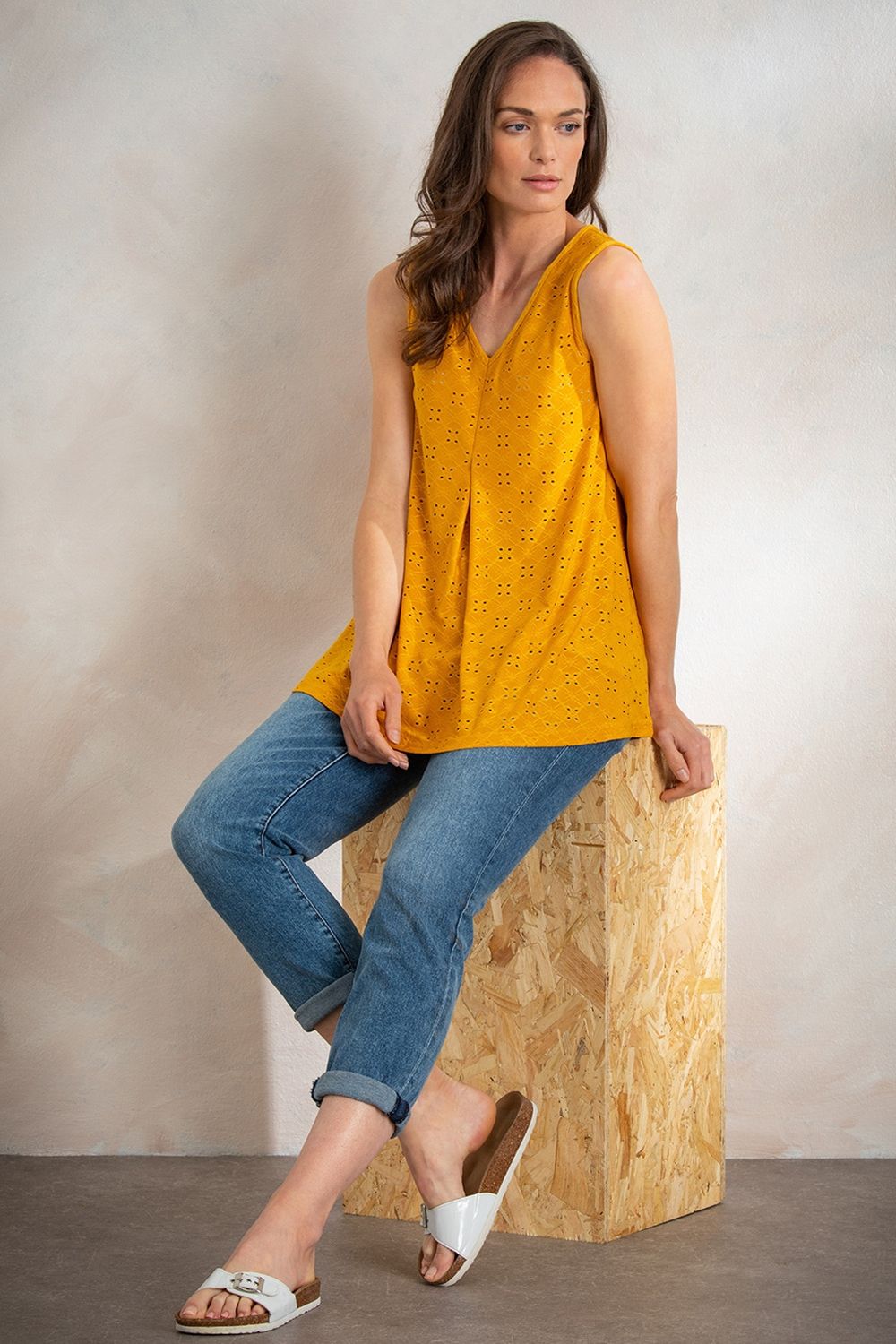 Klass. Eyelet Cut Sleeveless Top