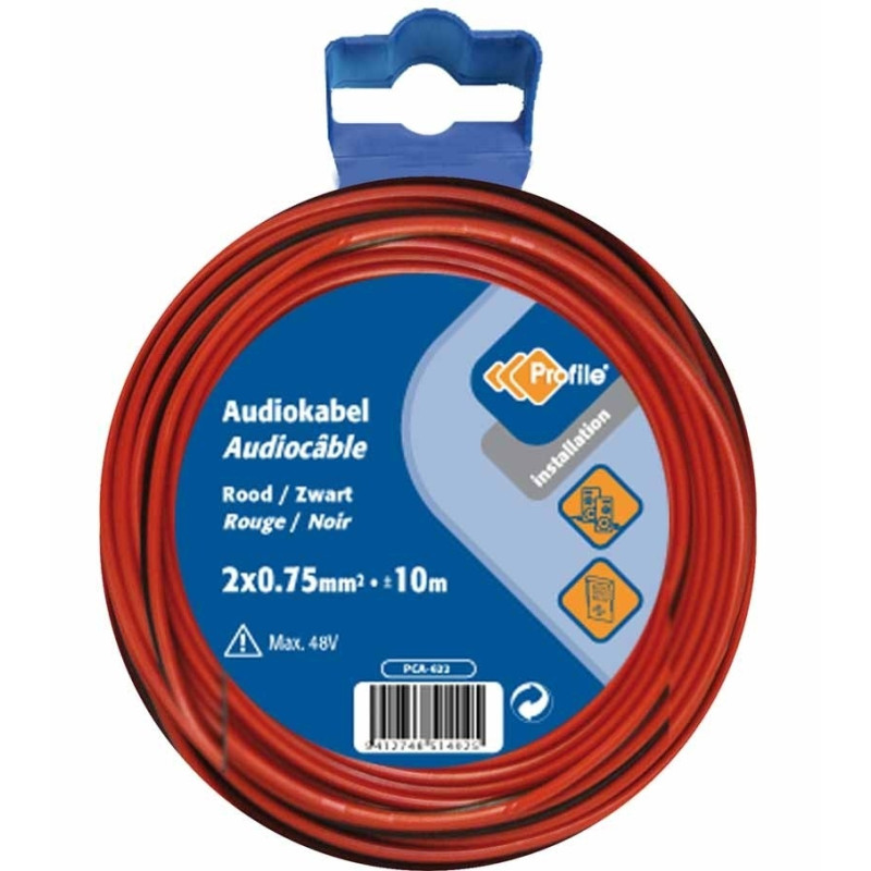 Câble audio rouge et noir 2 x 0,75 mm² 10 m PROFILE