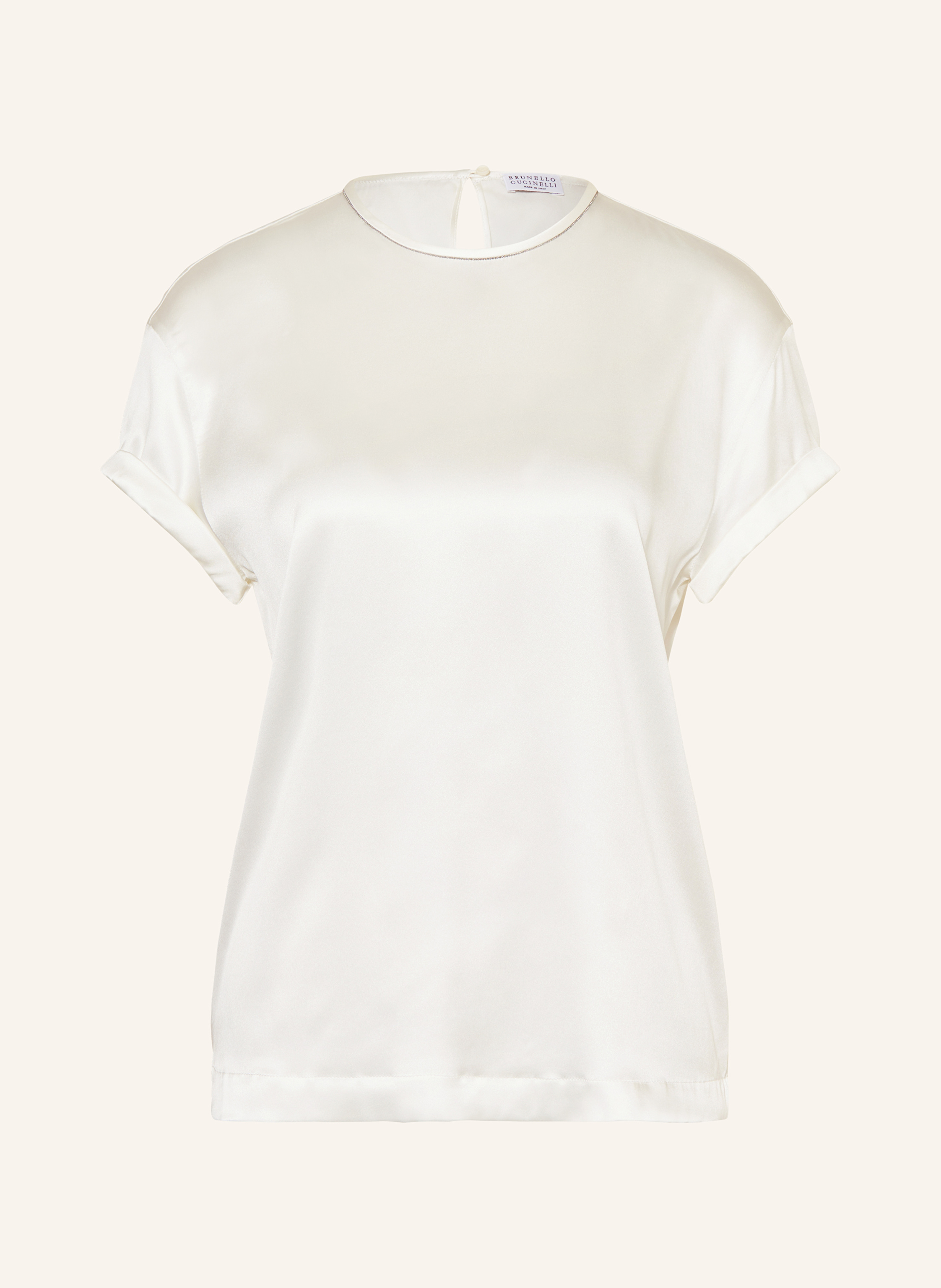 BRUNELLO CUCINELLI Blusenshirt aus Seide mit Schmucksteinen