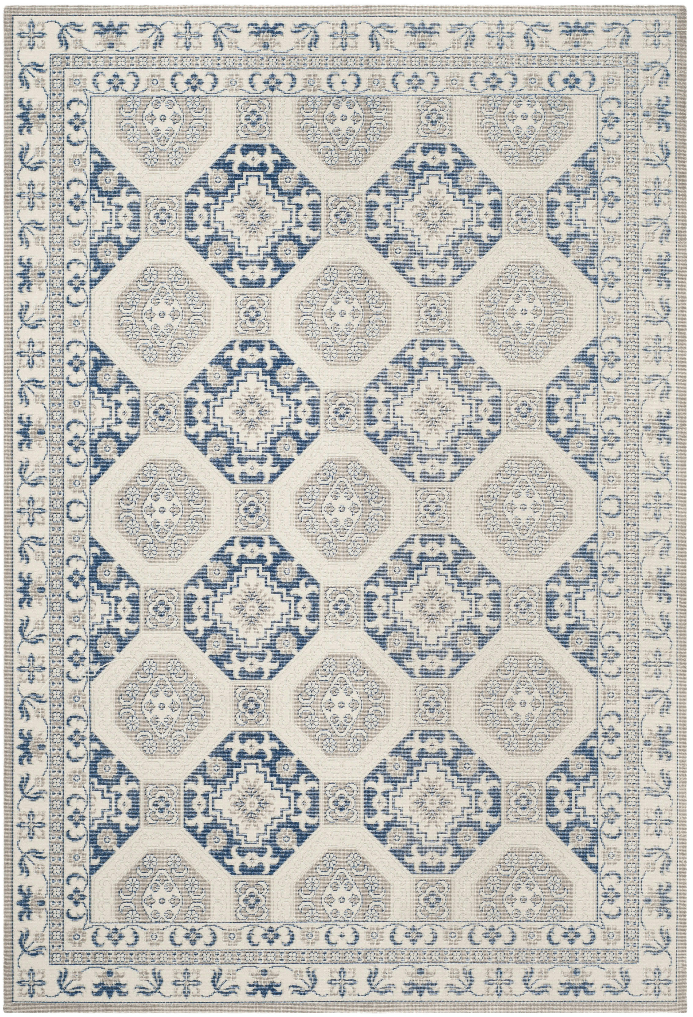 PATINA - Tapis de salon interieur en bleu & ivoire, 155 x 229 cm