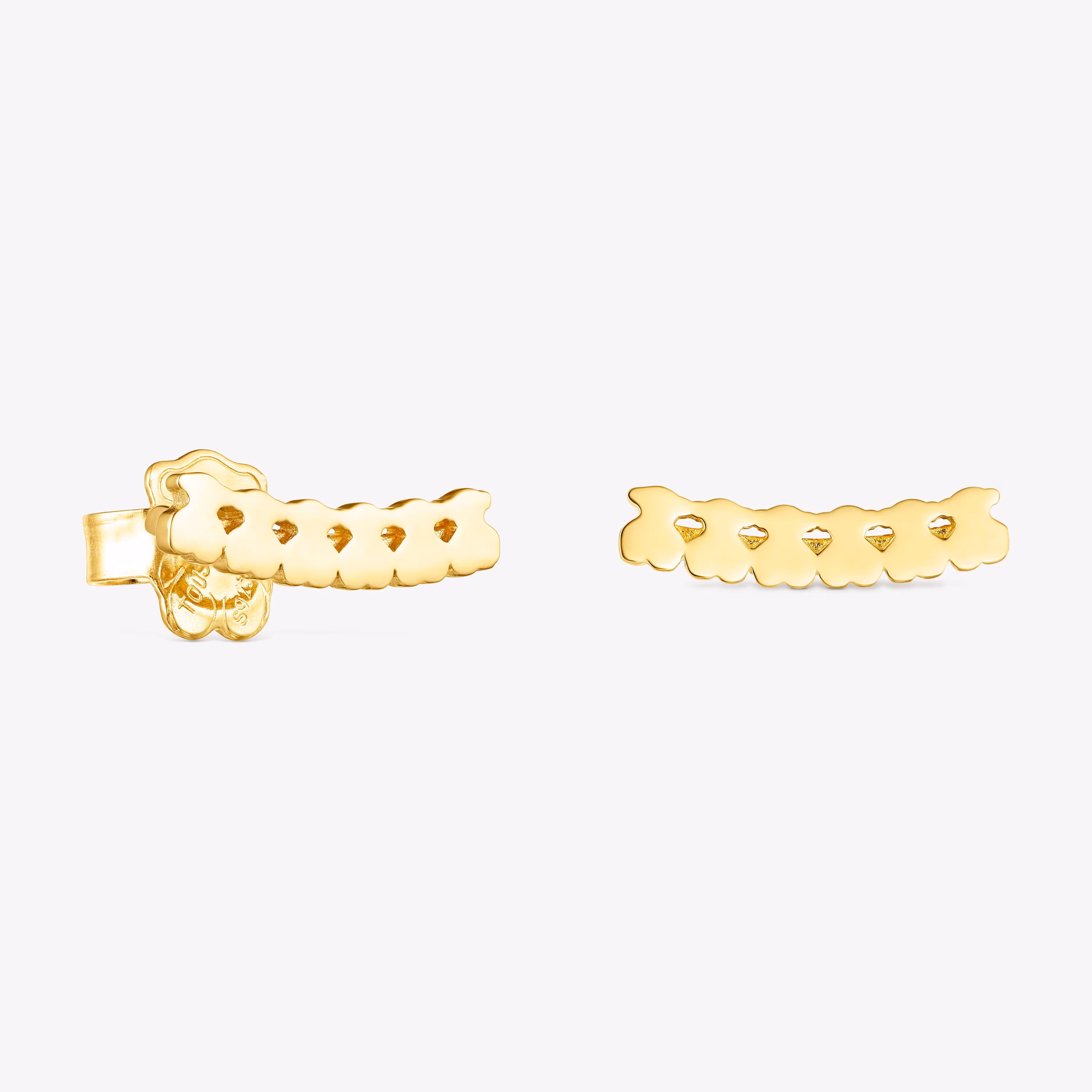 Pendientes trepadores osos con baño de oro 18 kt sobre plata Straight