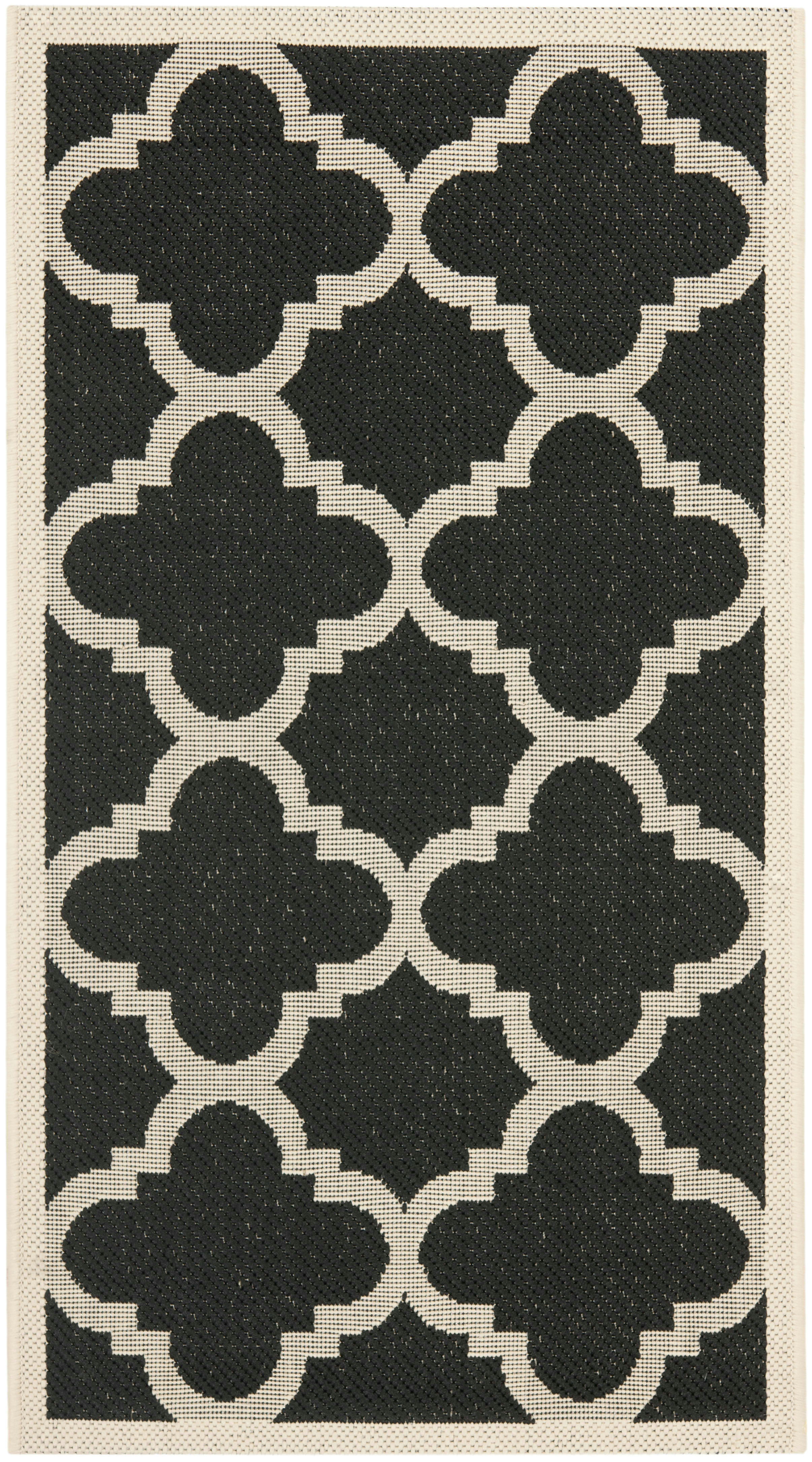 COURTYARD - Tapis interieur & exterieur en noir & beige, 79 x 152 cm