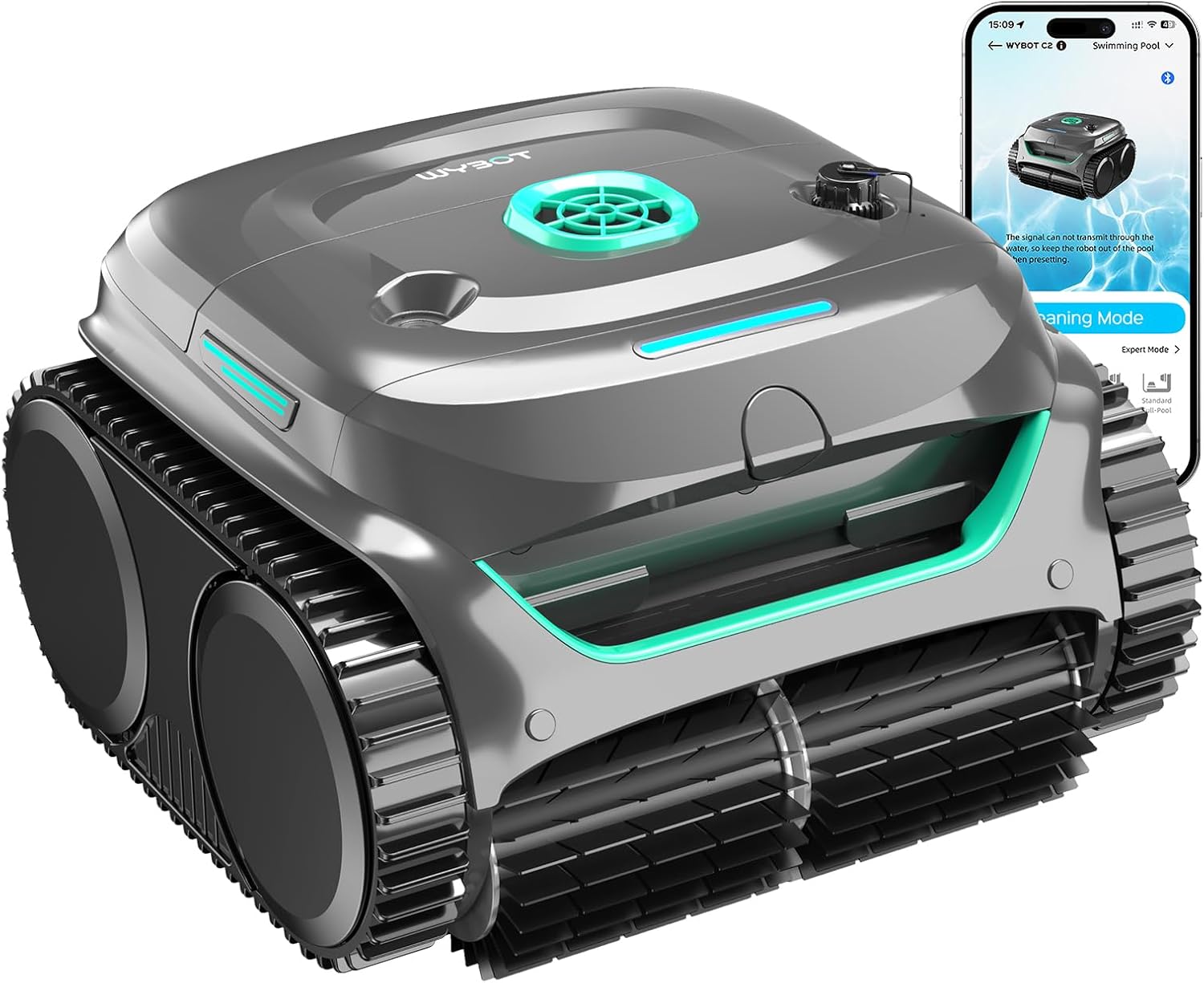 WYBOT C2 Cordless Robotic Pool Cleaner  Dual Filtration  Pool Vacumm Robot for Wall & Waterline Cleaning  Up to 180 Mins Runtime & Scheduling  Smart Navigation  for Inground/Above-Ground Pools
