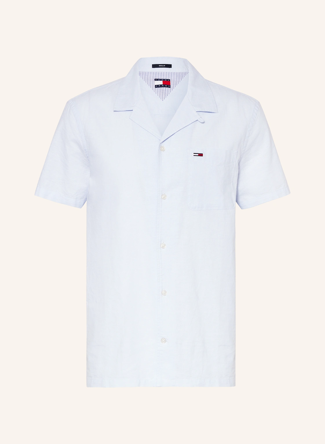 TOMMY JEANS Kurzarm-Hemd Regular Fit mit Leinen
