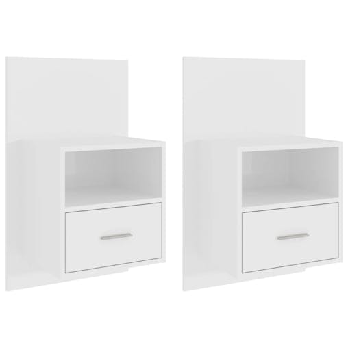 NNEVL Wall-mounted Bedside Cabinets 2 pcs High Gloss White