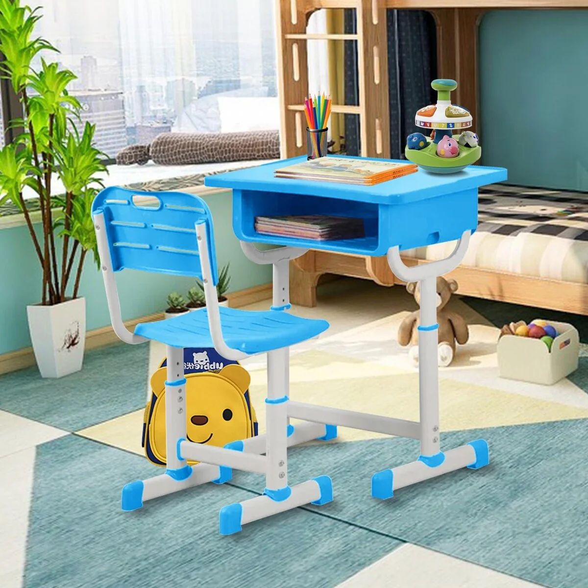 Kids Desk And Chair Set Height Adjustable Ergonomic Study School Writing Desk